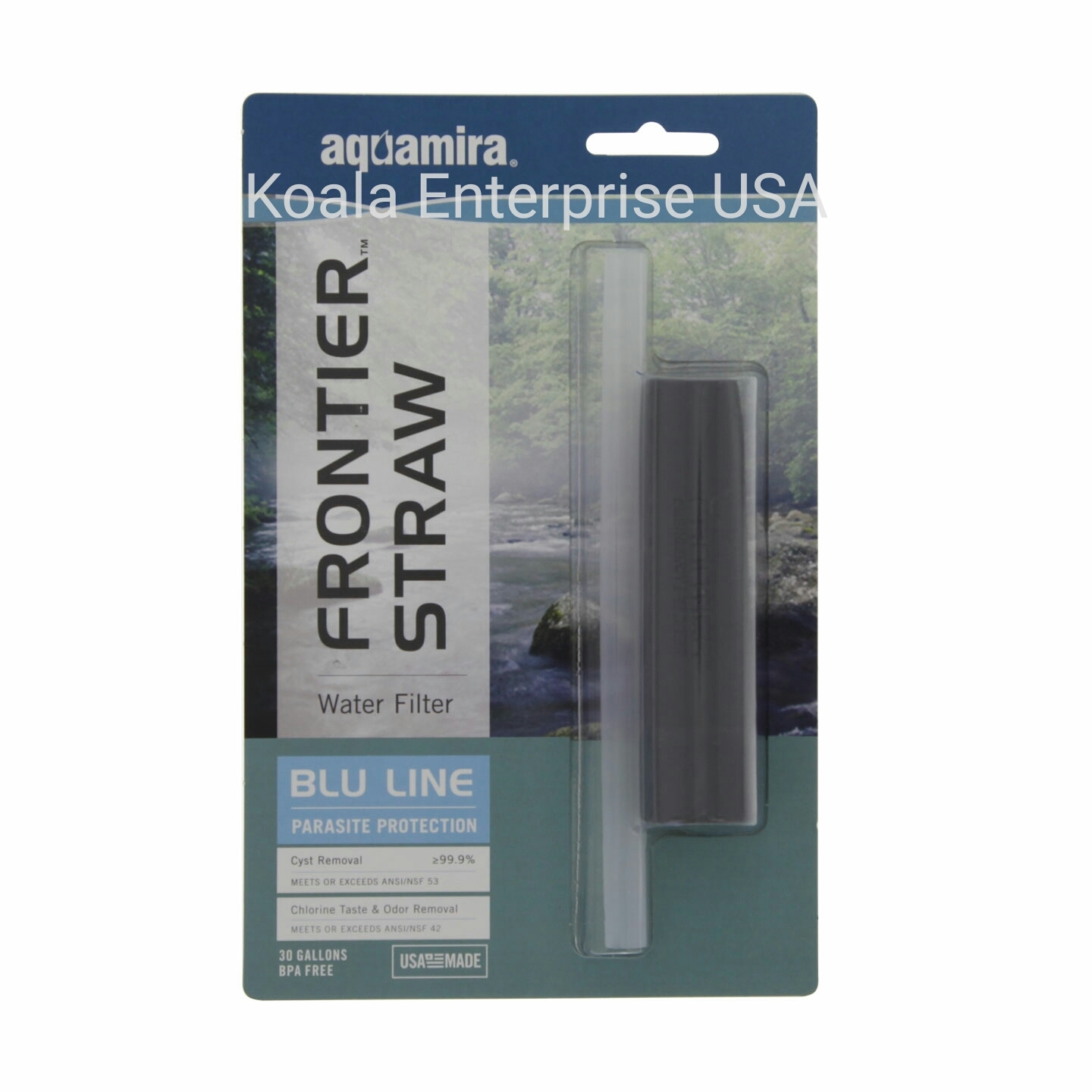 Emergency Water Filter Straw Survival Backpacking Camping car Aquamira Blue line