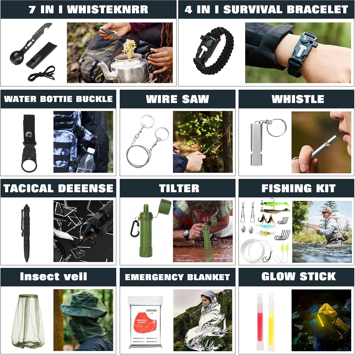, Professional Survival Gear Set – First Aid Kit and Large Camping Backpack, …