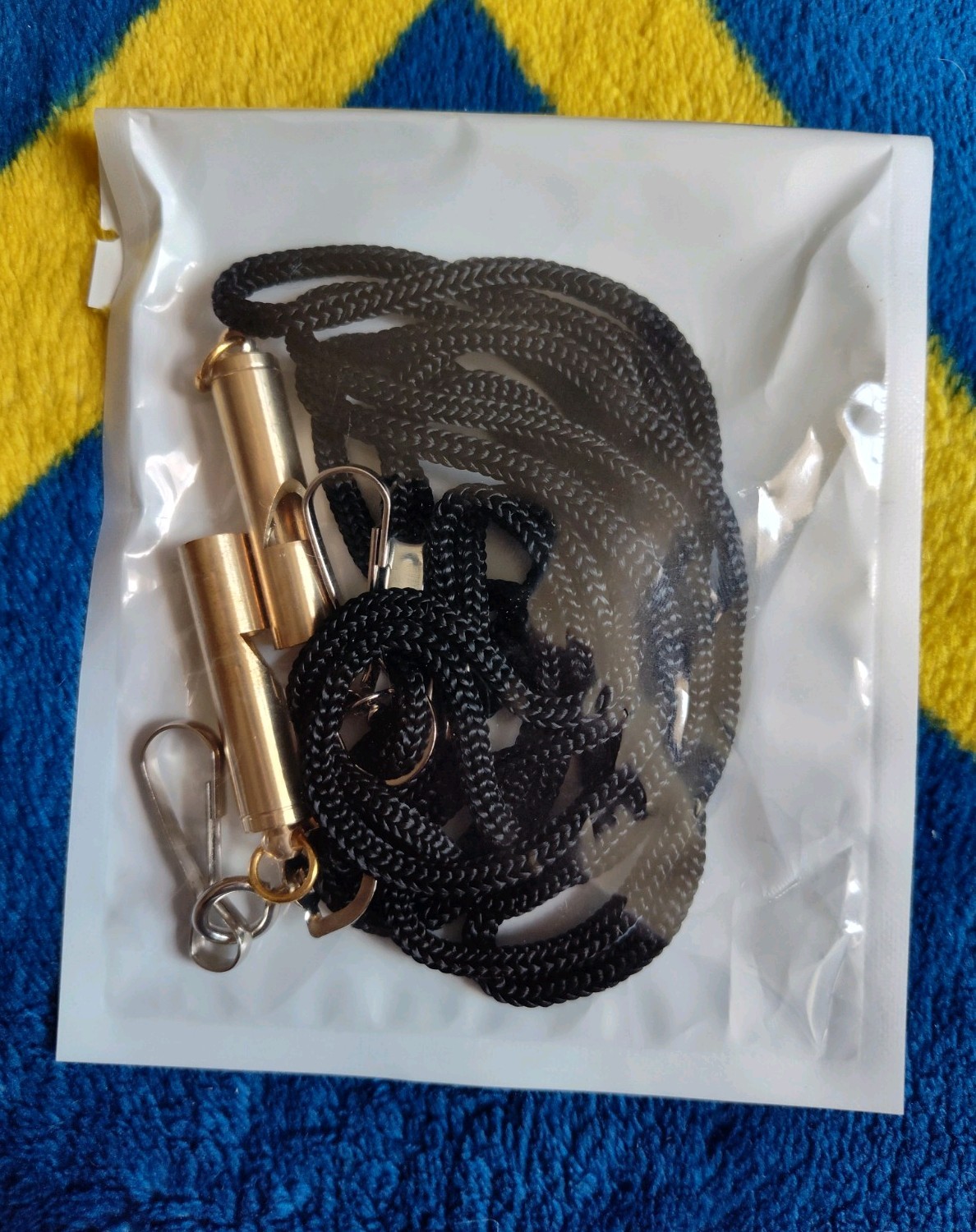 2pc Lyehip Safety Whistles Metal Lanyard Loud Emergency Whistles New In Bag