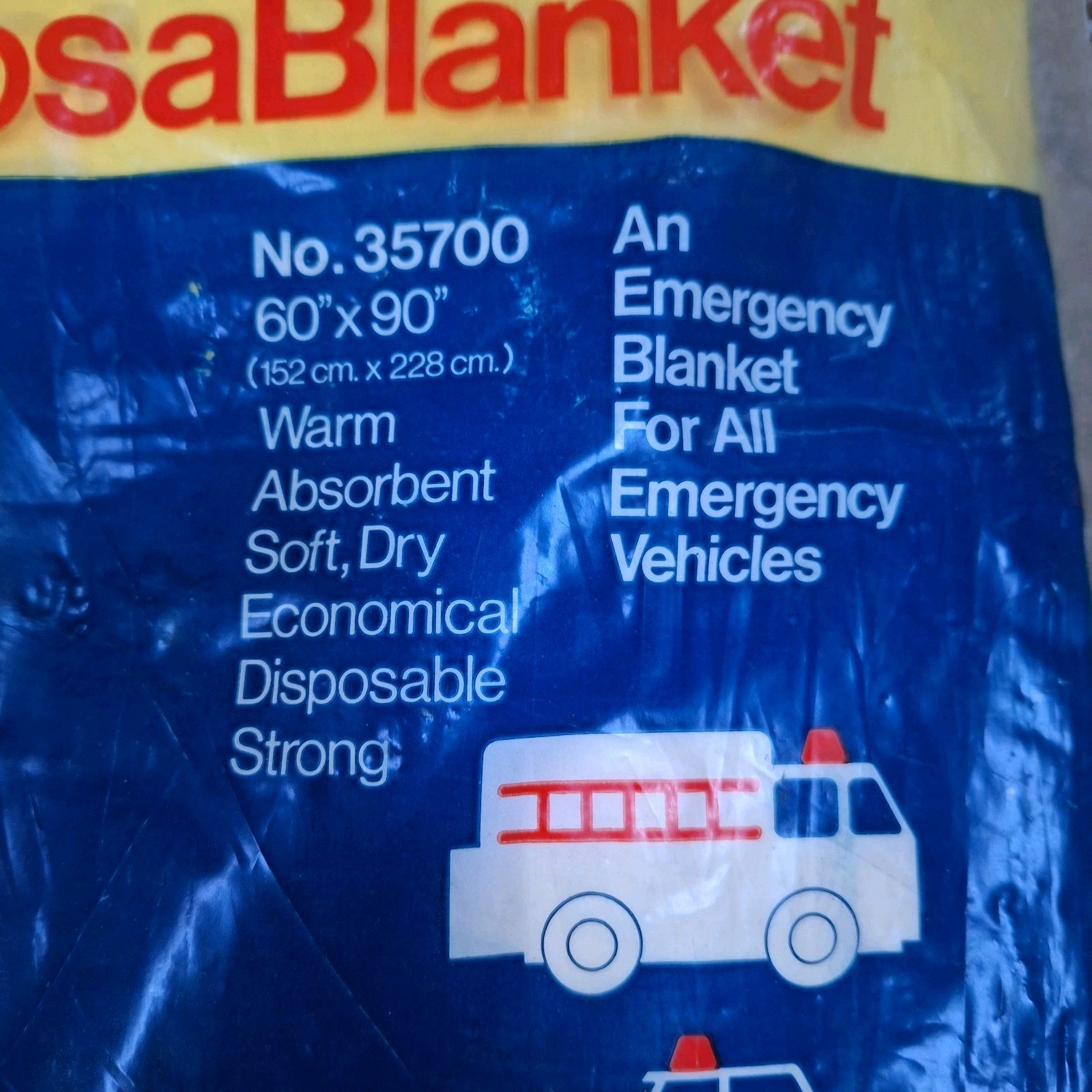 1970s Emergency Blanket Vintage 60″ X 90″ Camping Cold Weather Yellow Disposable