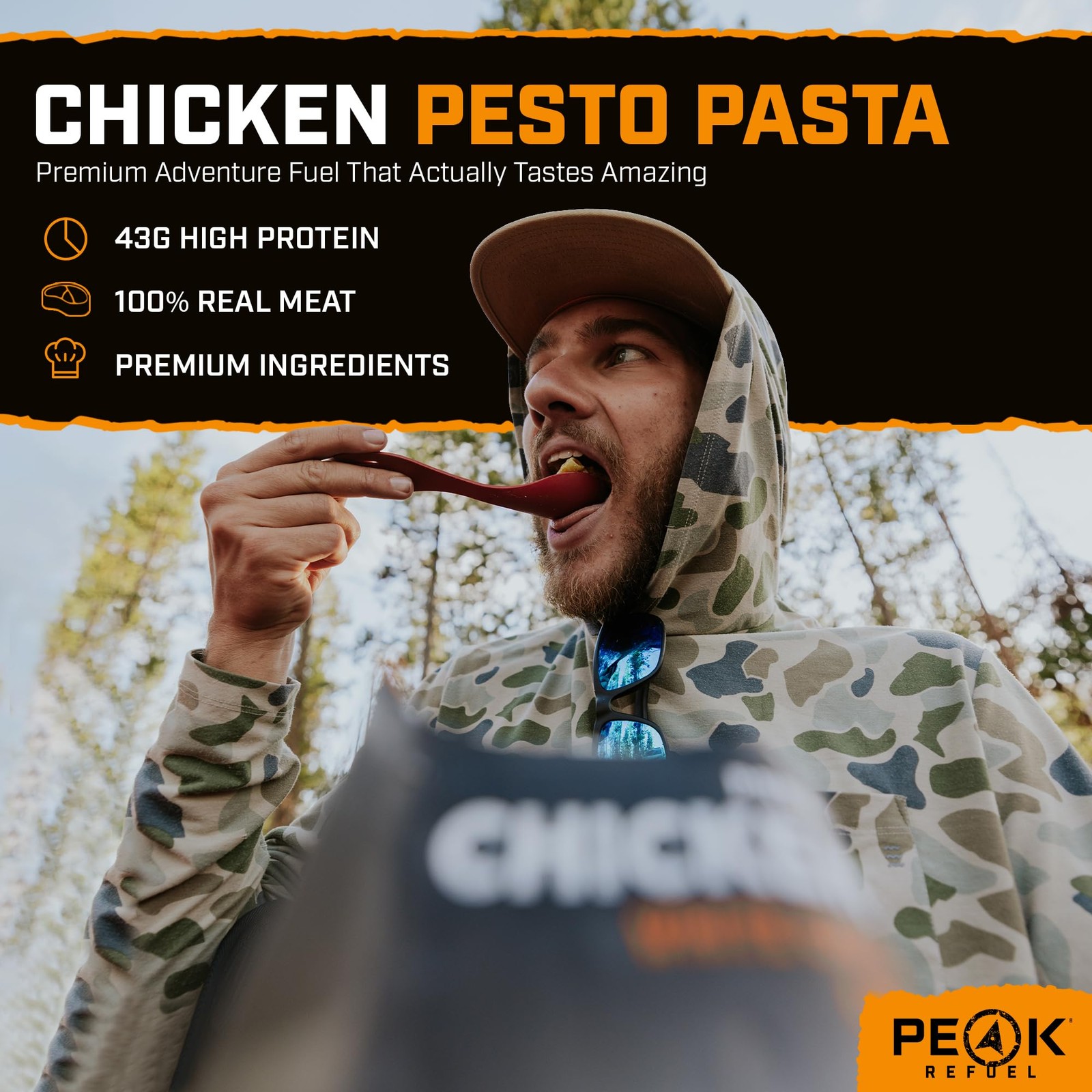 Peak Refuel Chicken Pesto Pasta| Premium Freeze Dried 1-Pack, Orange, Green