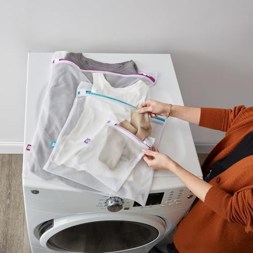 Laundry 360 Sanitized Treated 3 Piece Mesh Wash Bag Large, White