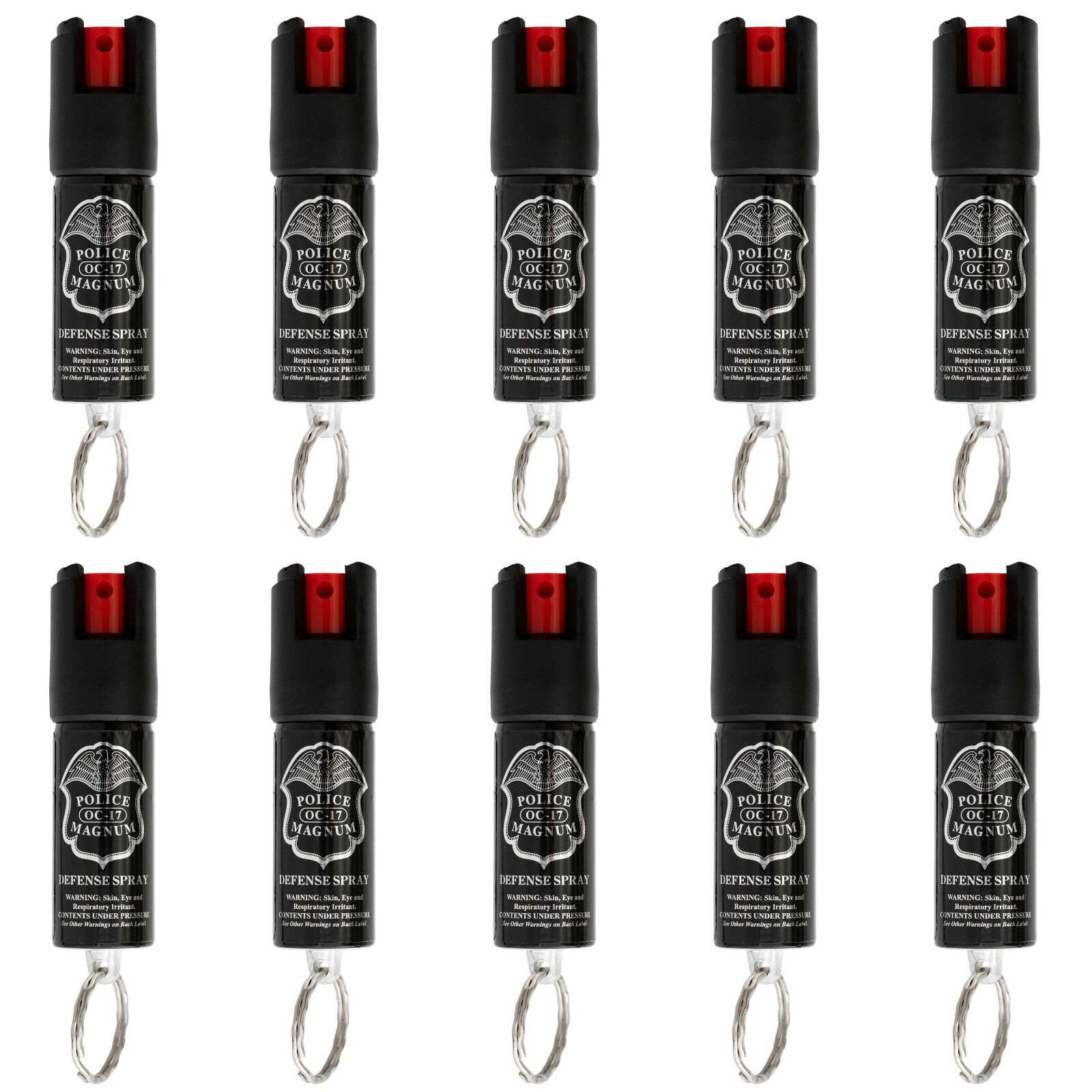 POLICE MAGNUM Bulk Pepper Spray 10 Pack .50oz Mini Keyring Self Defense Safety
