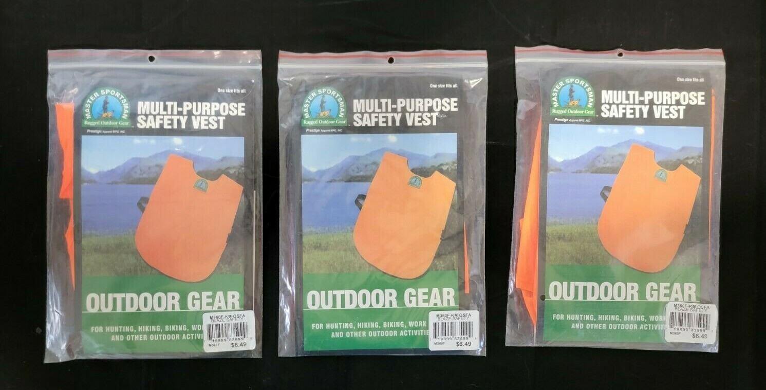 Master Sportsman Multi-Purpose Safety Vest OSFA Blaze Safety 3 Pack