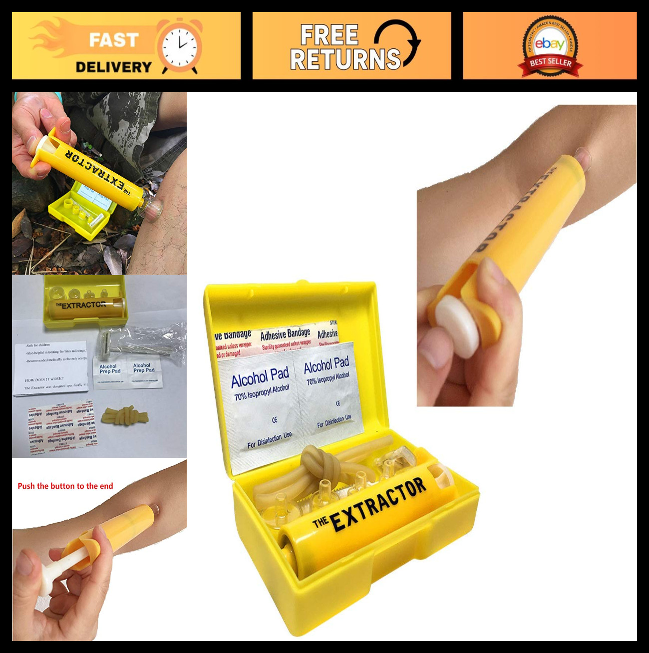 Insect Sting & Snake Bite Venom Extractor Suction Kit – First Aid Tool for Hikin