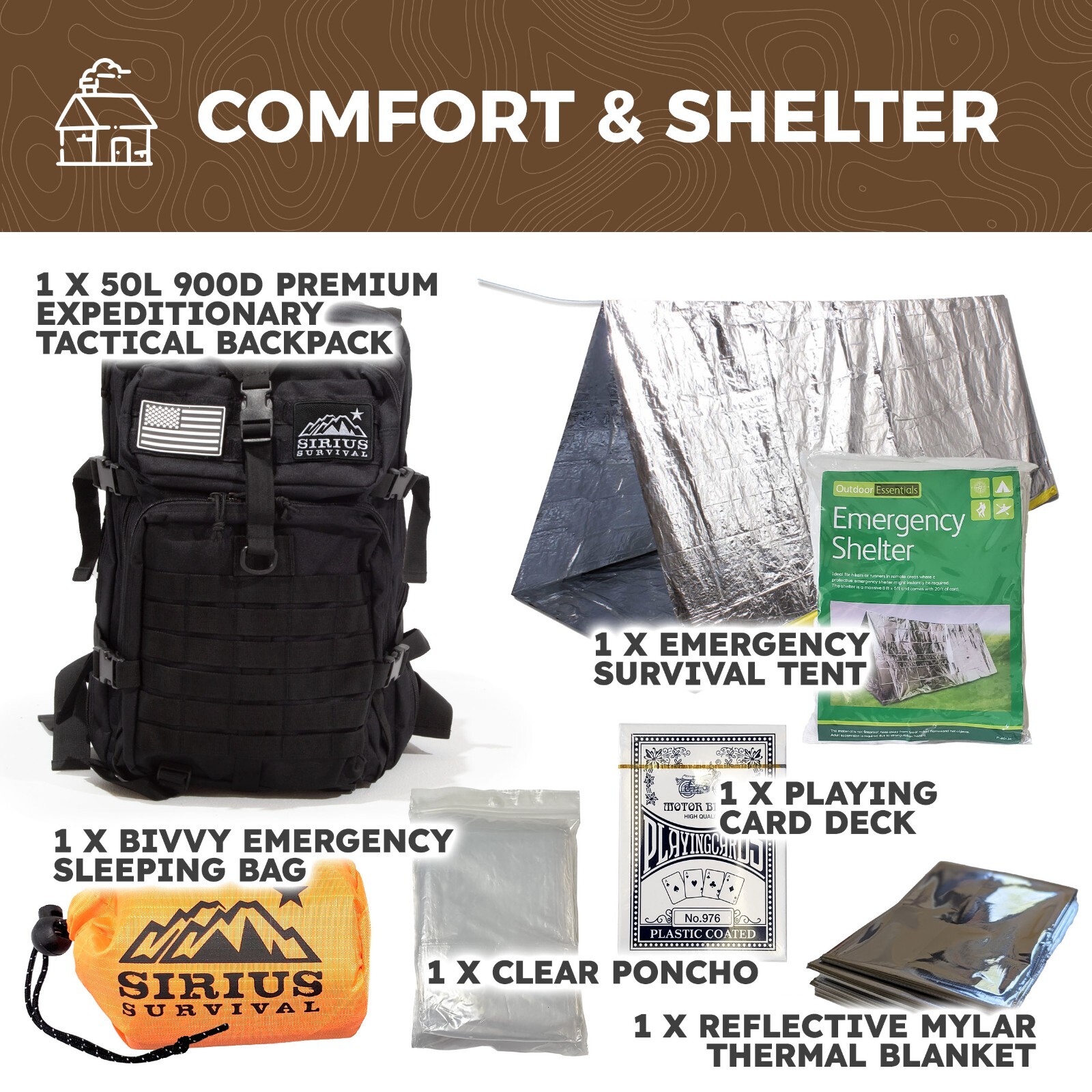 Bug Out Bag Starter Kit – 72 Hour Kit for 1 Person – Backpack Survival Kit