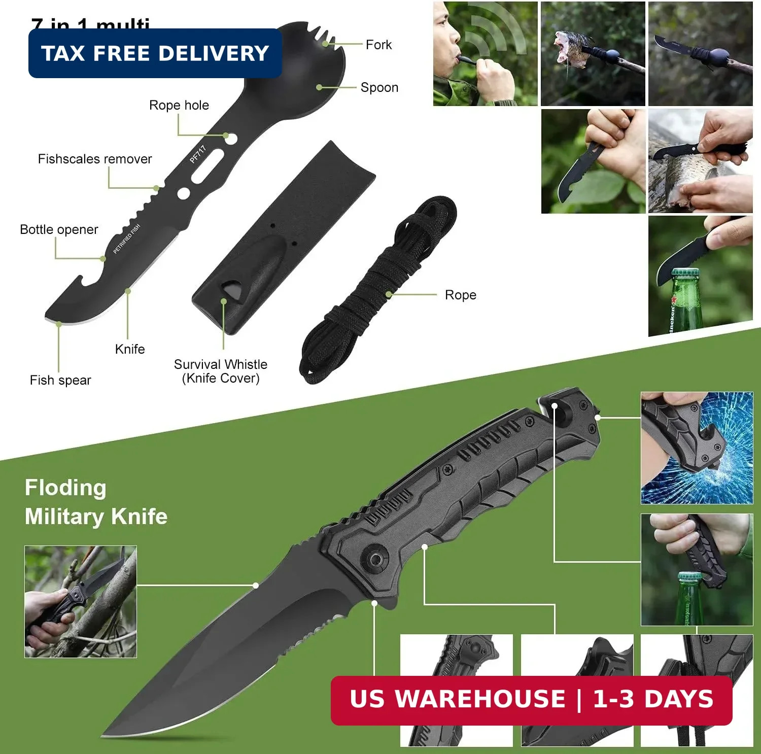 Survival kits 17 in 1, Emergency Survival Gear and Equipment, Cool Gadgets for M