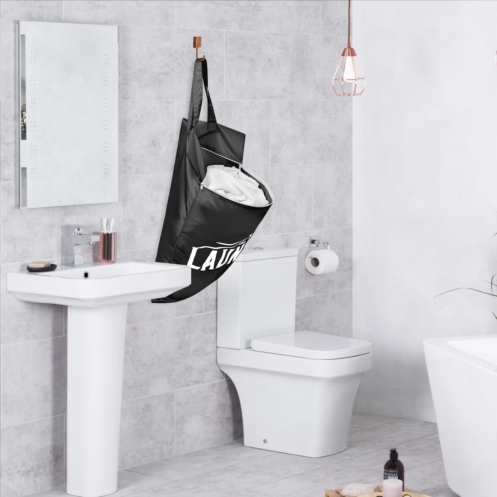 2 Pcs Large Travel Laundry Bag – Washable 18.1 x 22.8 inches, Black+Blue