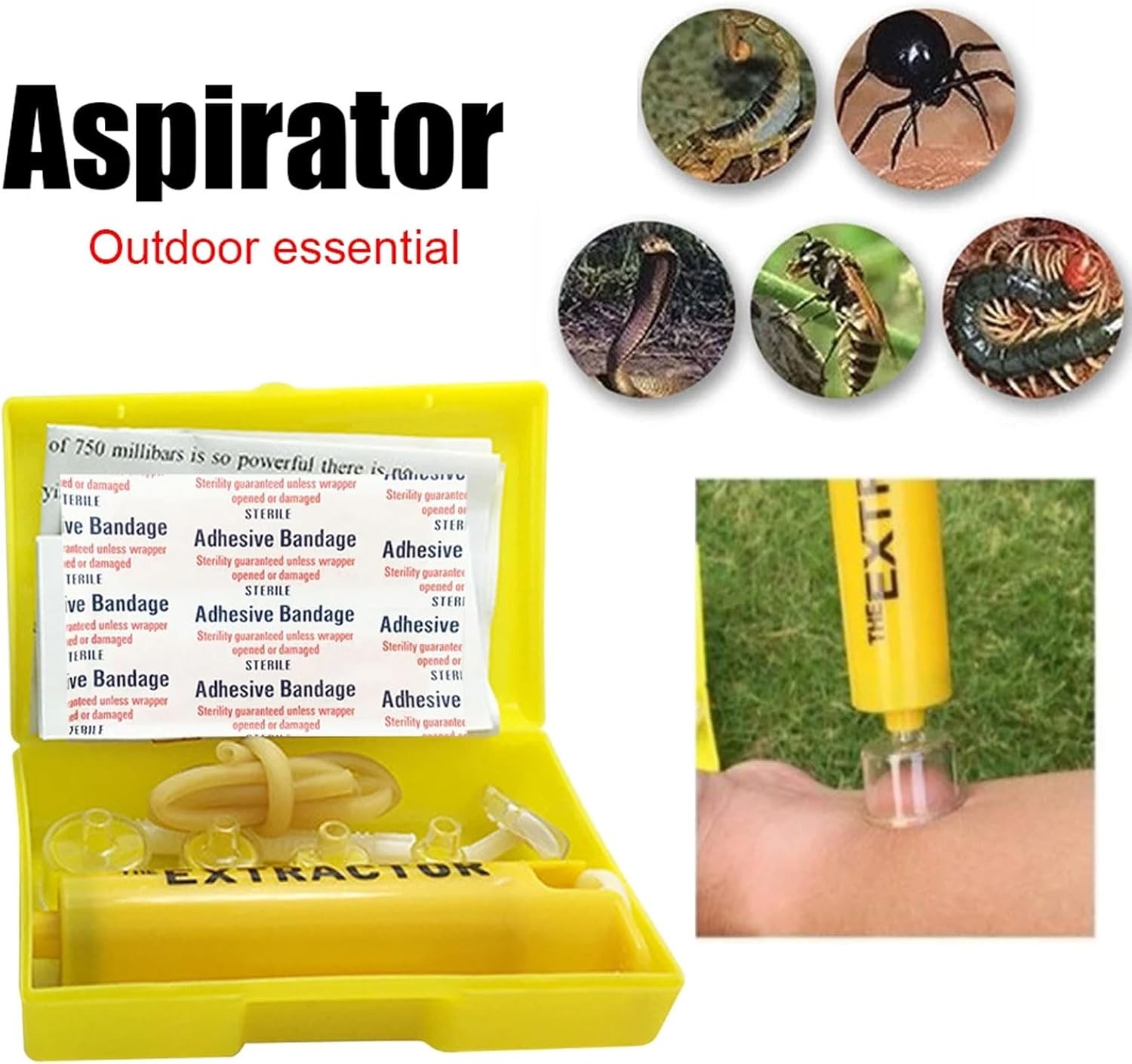Premium Snake Bite First Aid Kit Venom Extractor Suction Pump For Hiking&Camping