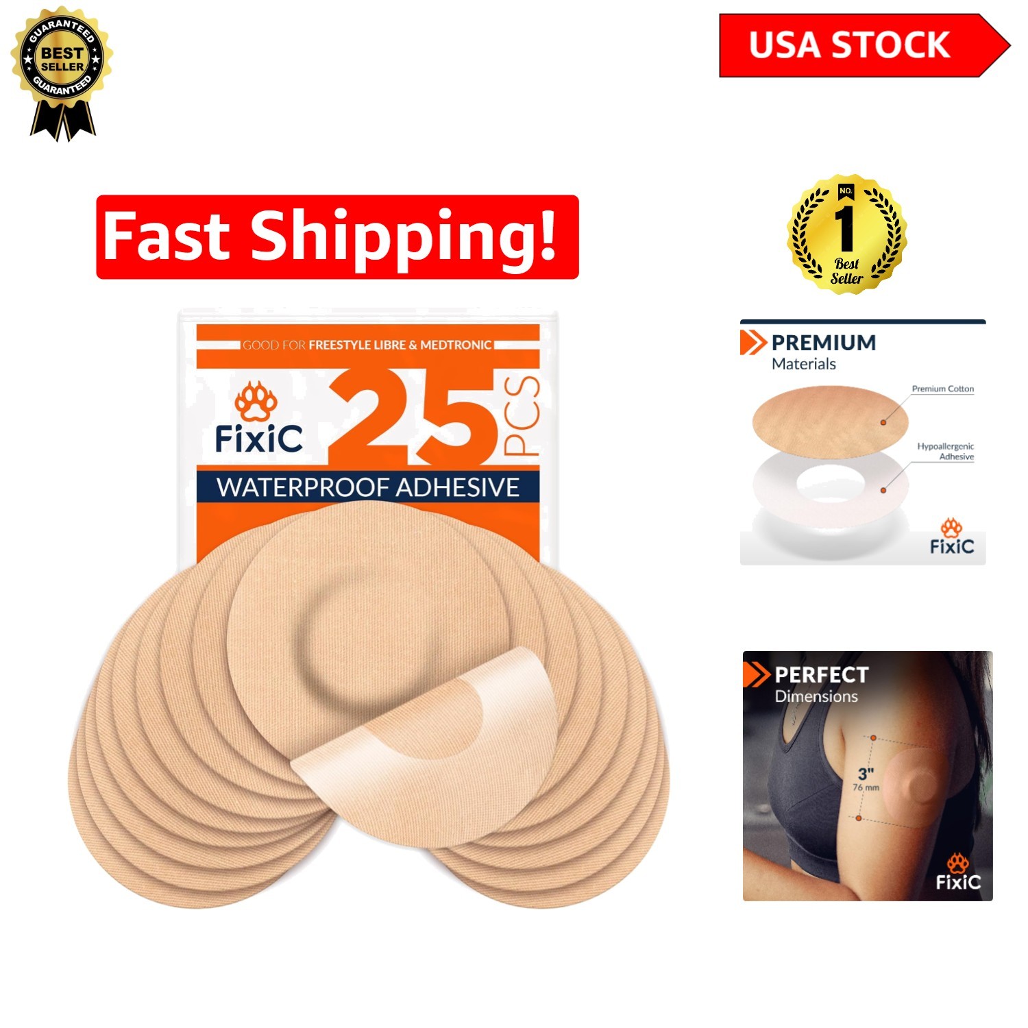Long-Lasting Adhesive Patches for Libre & Guardian – No Glue Center – 25 Count