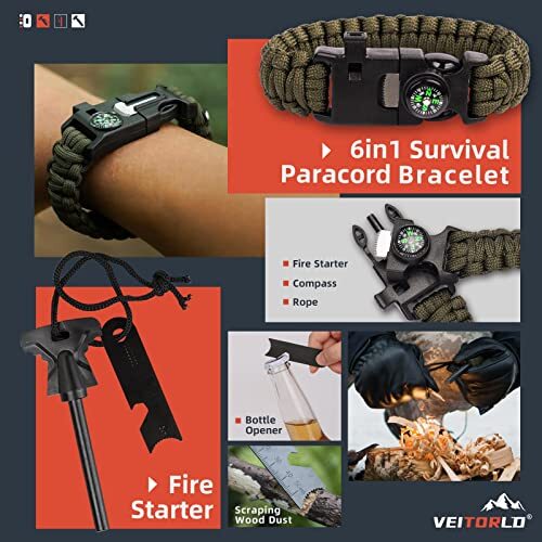 Gifts for Men Dad Husband Him Fathers Day, 12 in 1 Camping Survival Kits