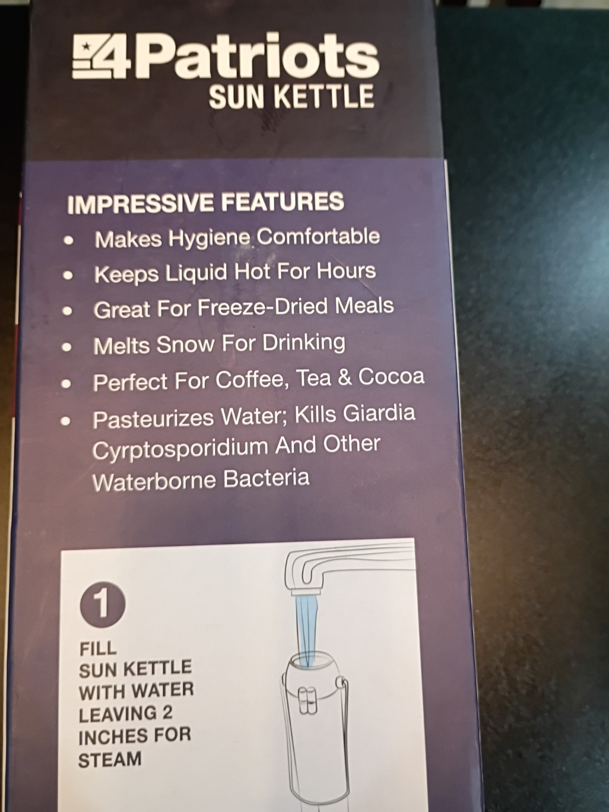 4 Patriots Sun Kettle Solar Water Heater, Boil Water Without Fuel or Flames New