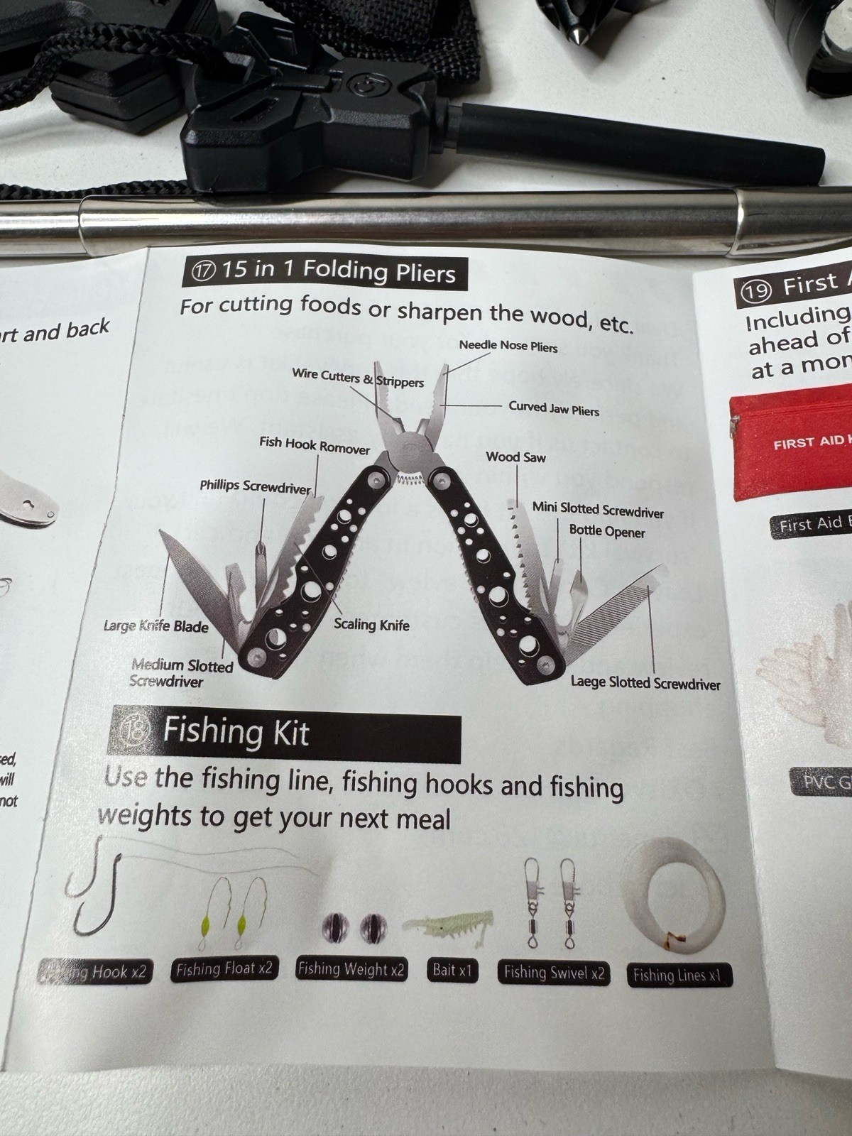 Emergency Survival Kit Bag Multi Tool Set First Aid Poncho Compass Bundle