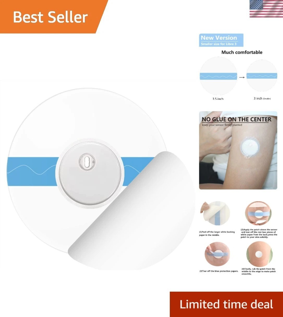 Sterile Waterproof Sensor Covers for Libre 3 – 50 Pack for Water Activities