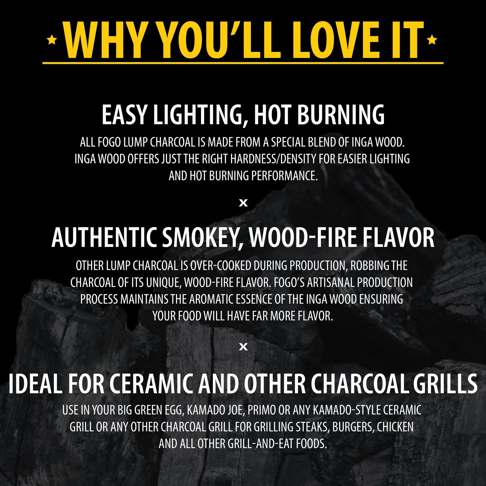 FOGO Premium Hardwood Natural Medium Sized 35lb Bag + Starter Bundle, Black