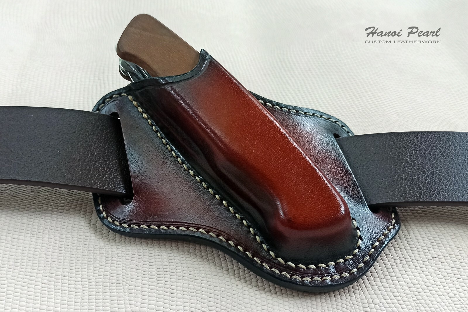 Custom Cross Draw Leather Sheath for Victorinox Ranger Wood 55