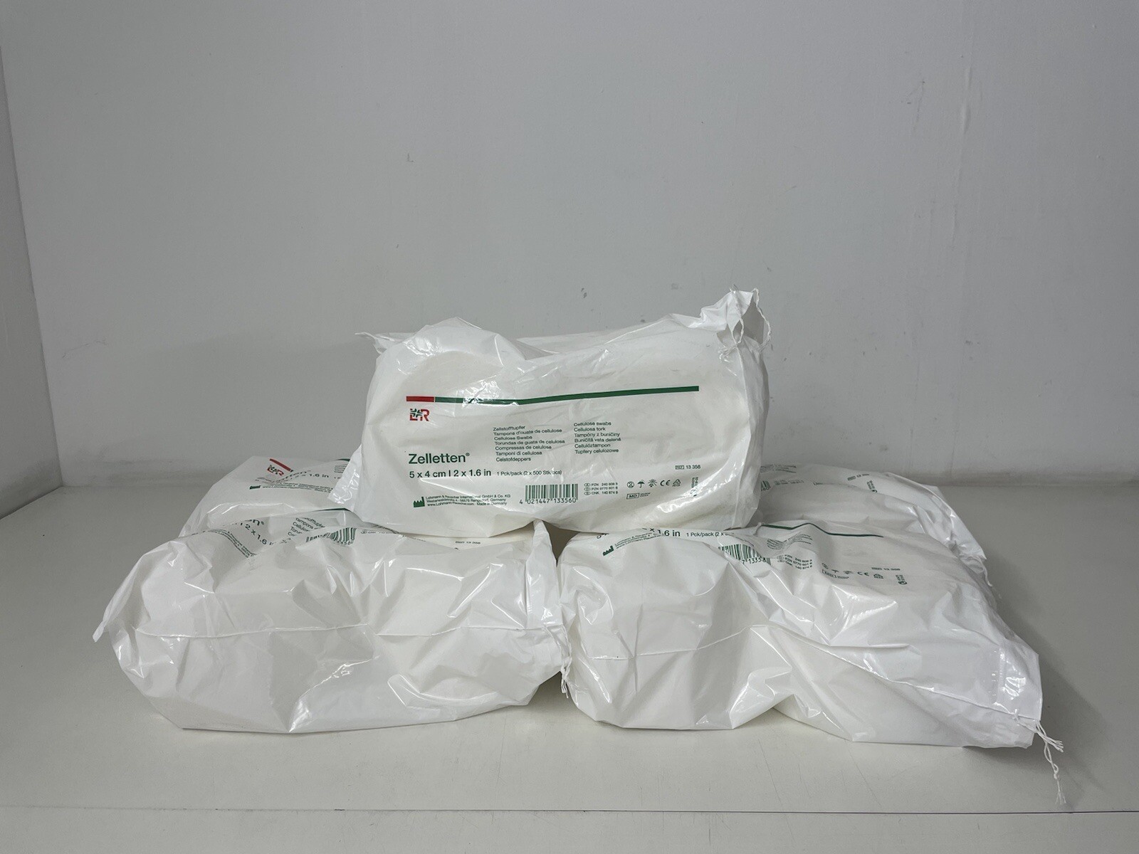 5x L&R Cellulose Pulp Swabs 5x4cm Absorbent 2 Rolls (2×500 Swabs)