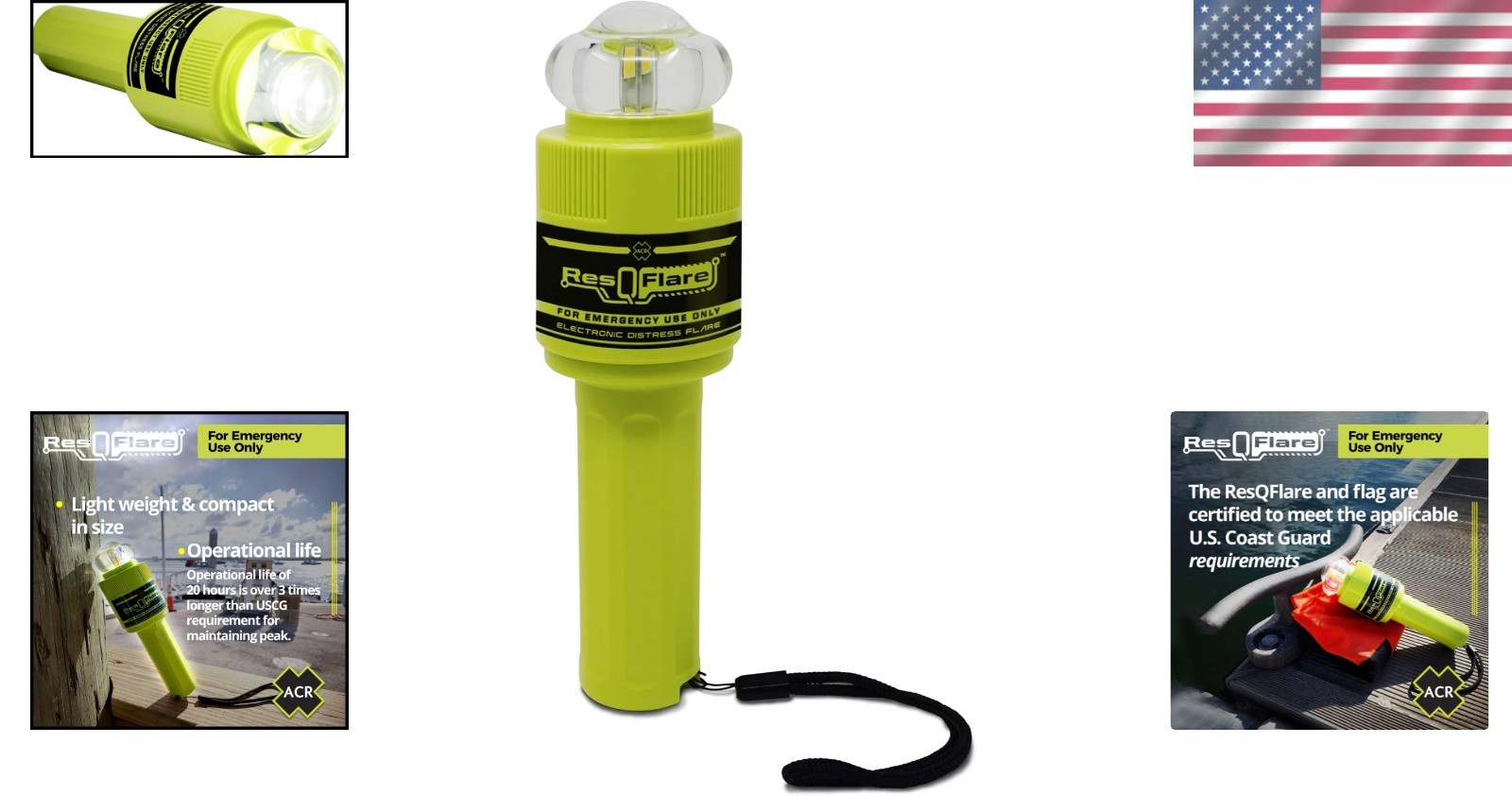 ResQFlare Waterproof E-Flare with Distress Flag – Reliable Marine Safety Tool