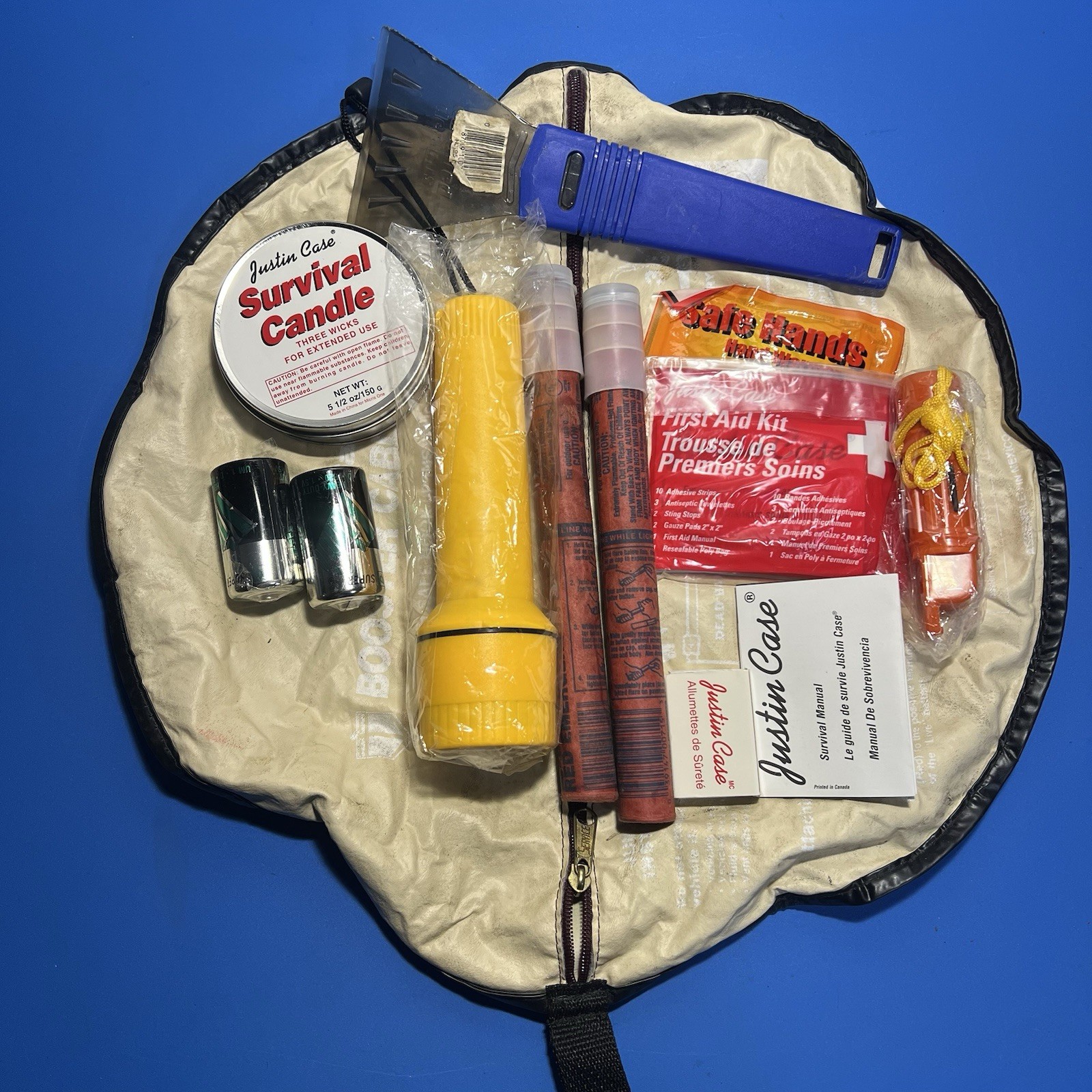 🚗 Vintage Justin Case Emergency Survival Kit – Complete Old Car Safety Set
