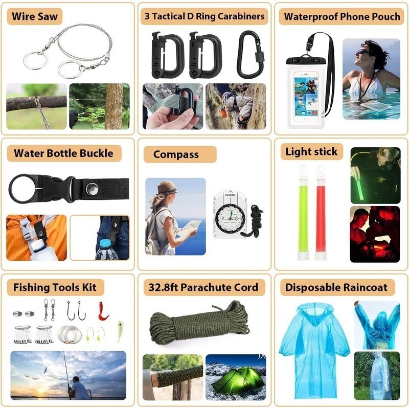 250Pcs Survival Gear First Aid Kit Emergency Tent Emergency Kit for Hiking New