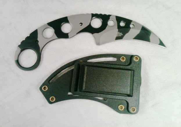 Urban Camo Tactical Karambit Fixed Blade 7″+ Go Bag 3 Pocket Zipper Pouch #2