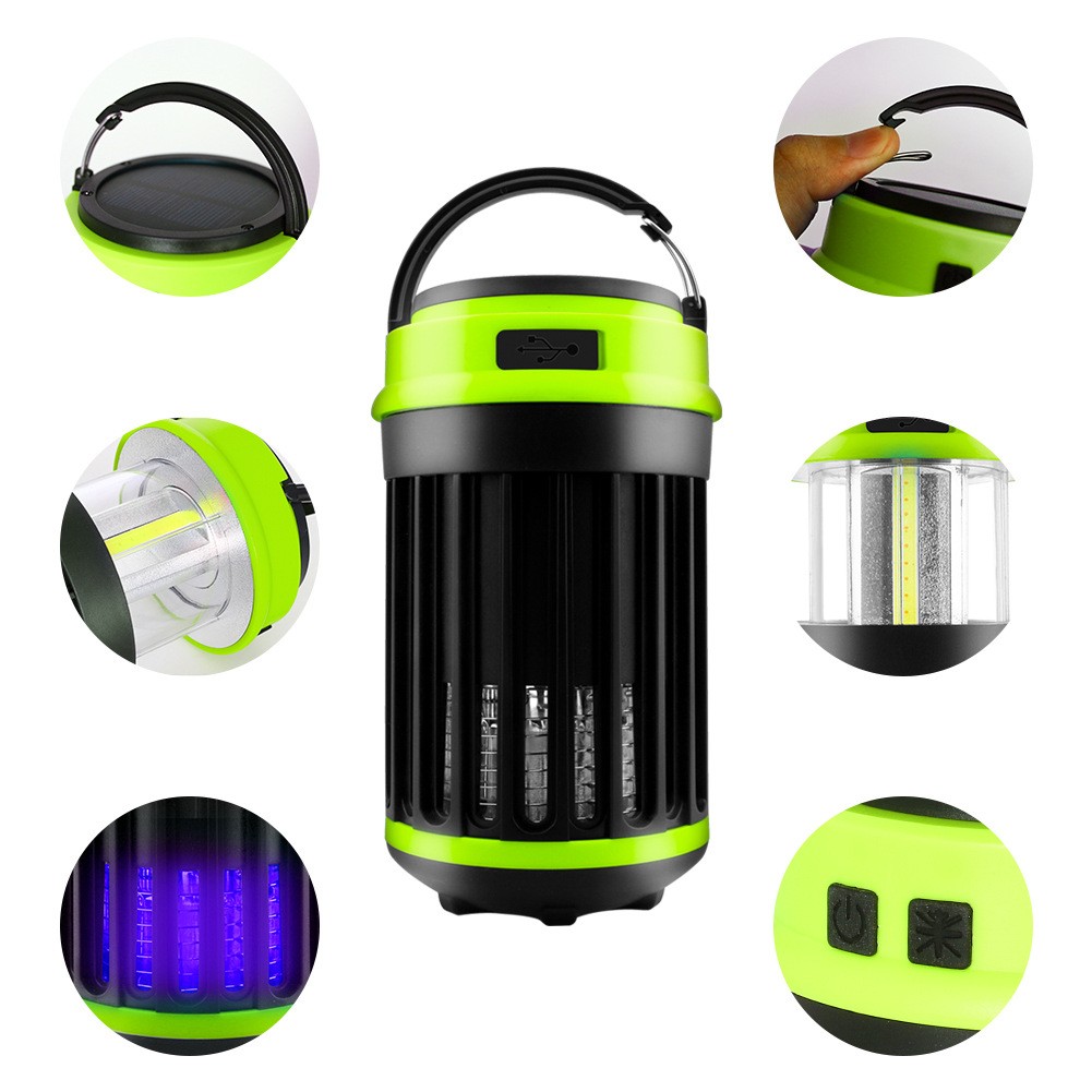 Solar LED Electric Shock Mosquito Killer Lamp Outdoor Waterproof USB Rechargeabl