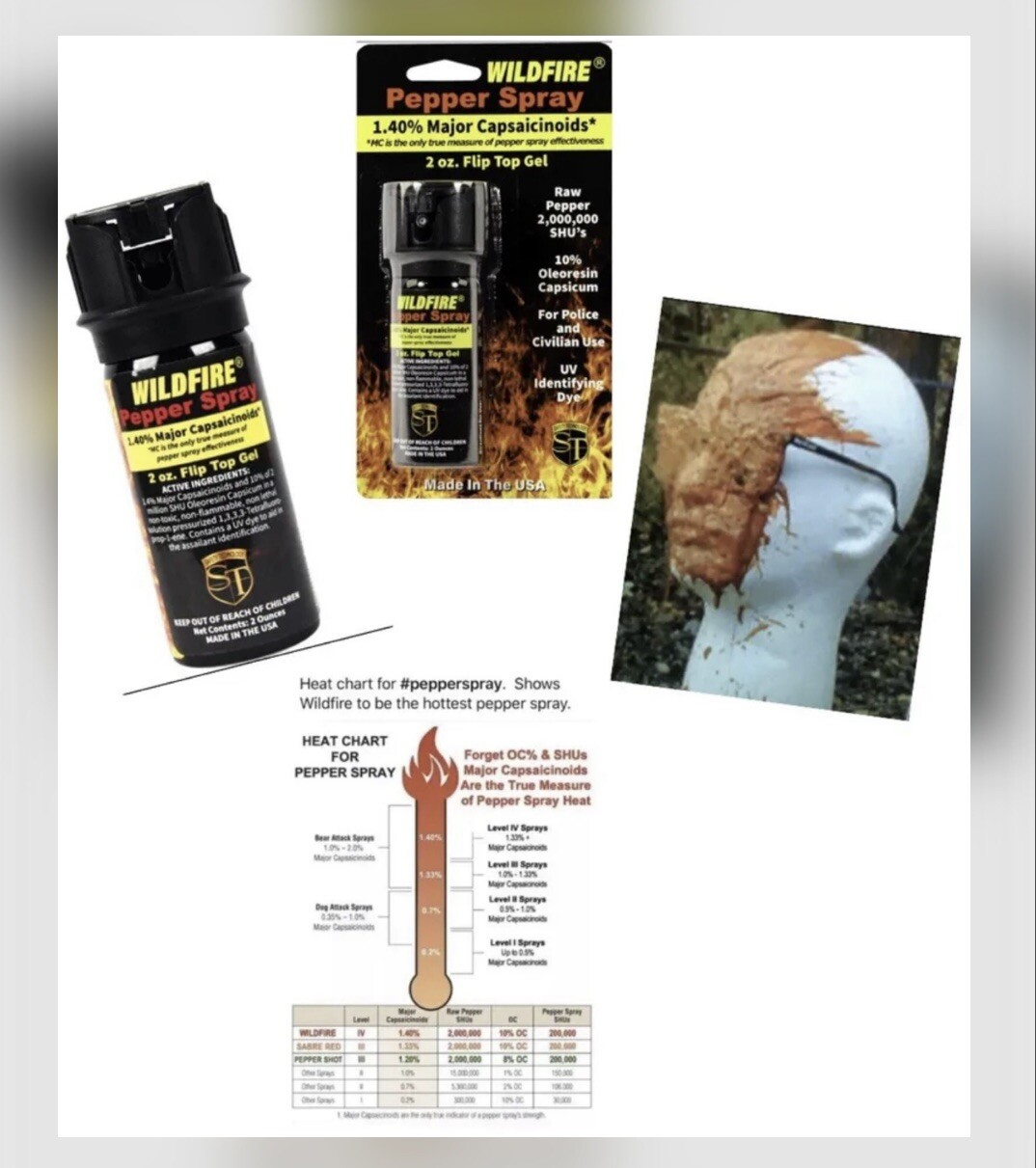 WILDFIRE STICKY Pepper GEL Spray 1. 4 MC 10% OC UV Dye SELF DEFENSE 2 oz HOT HOT