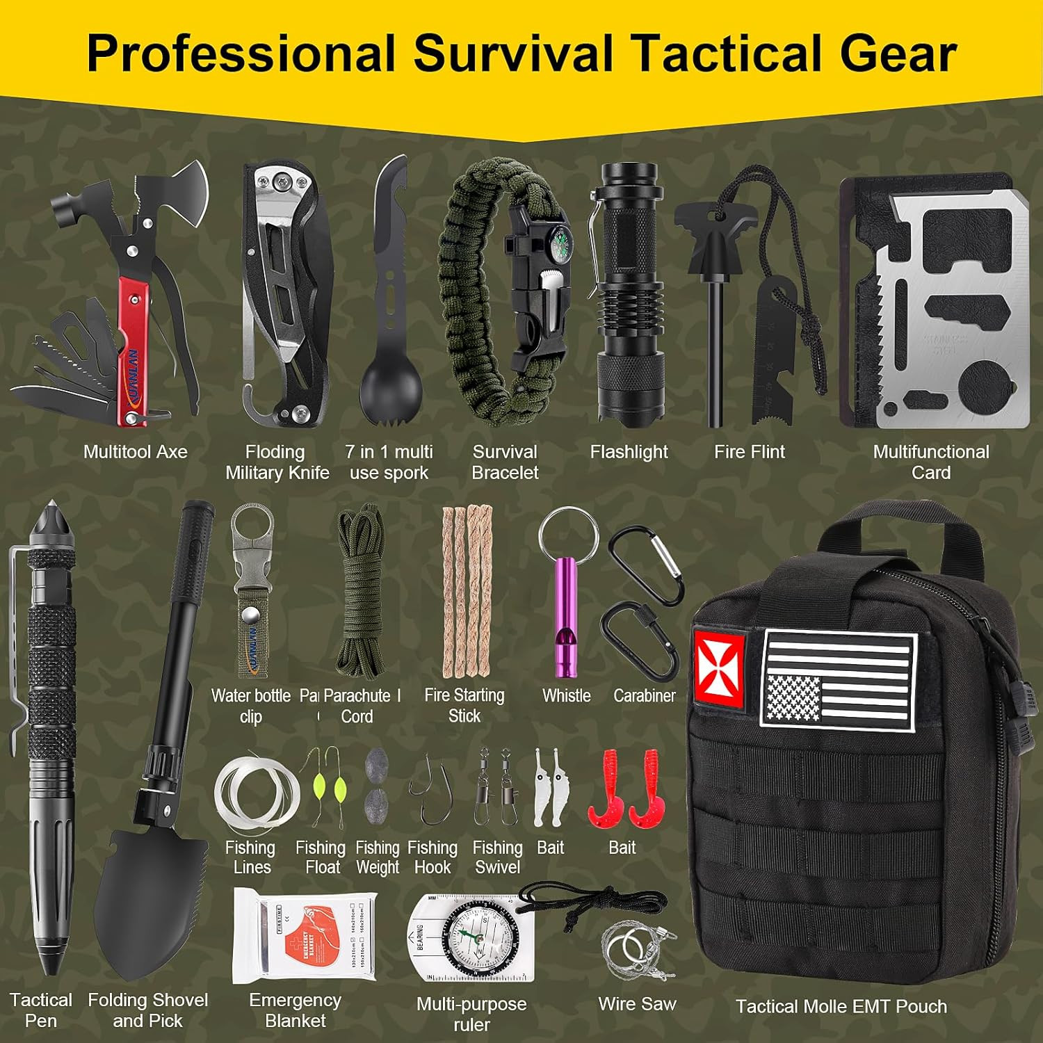 248PCS Survival Kit First Aid Tactical Gear Camping Emergency Molle Bag