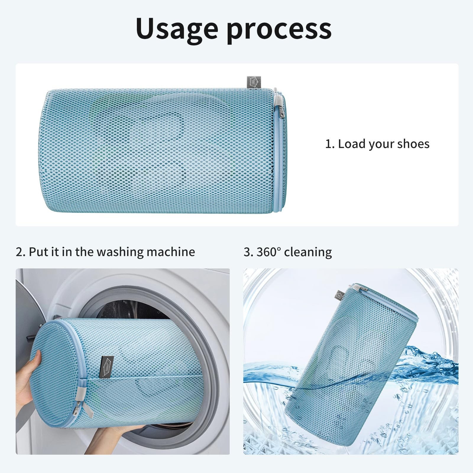 Kimmama Shoe Washing Machine Bag, Bag for 2XL(8x8x15″), Blue