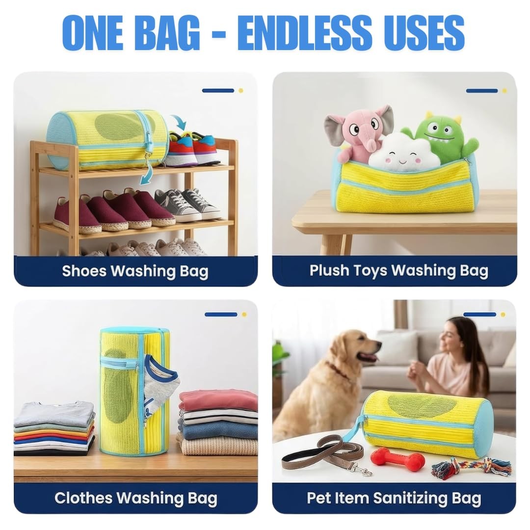 Shoe Washing Machine Bag Set (7-in-1) – Durable Mesh Sneaker Laundry Yellow