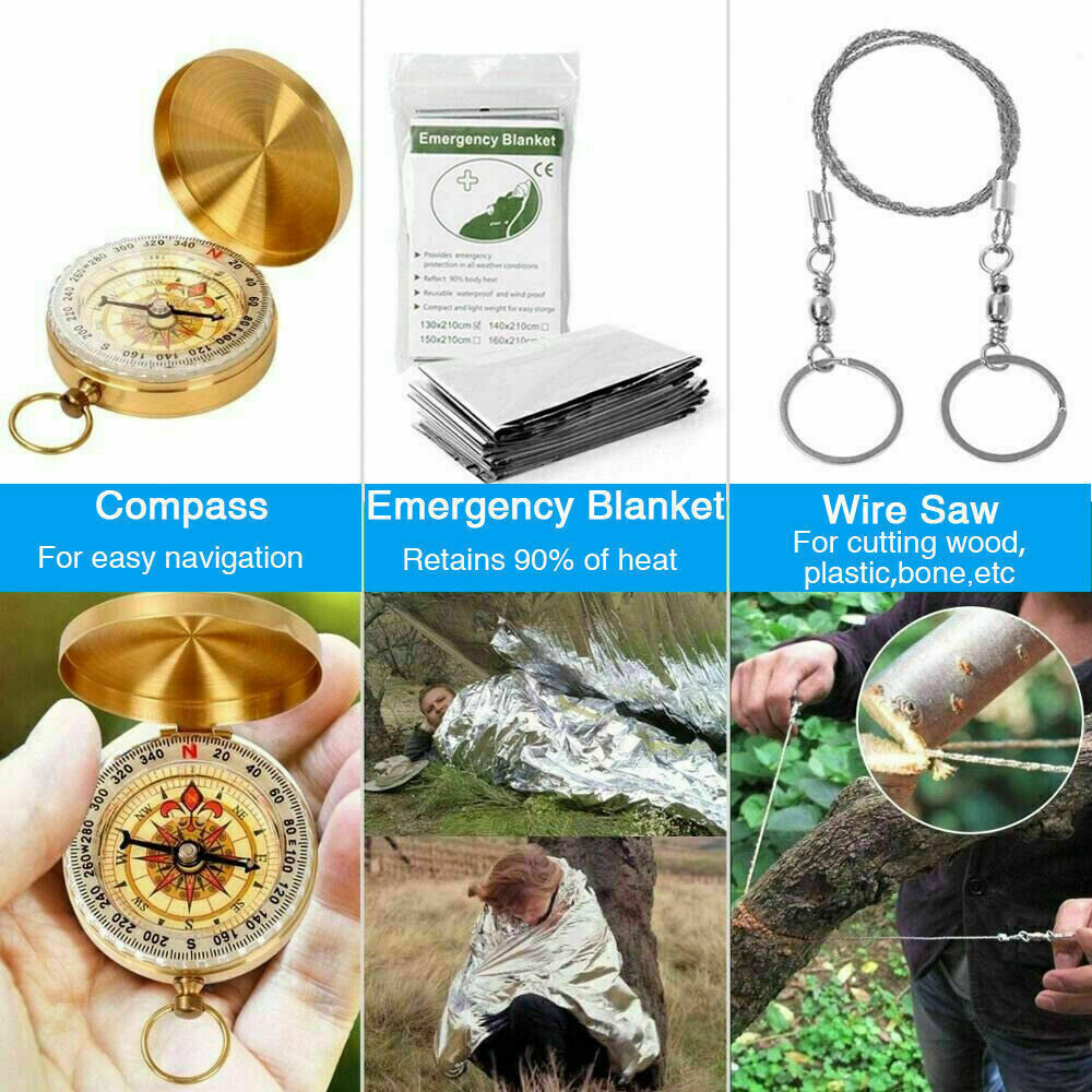 14-In-1 Outdoor Emergency Survival Kit -camping, hiking, travel ^j