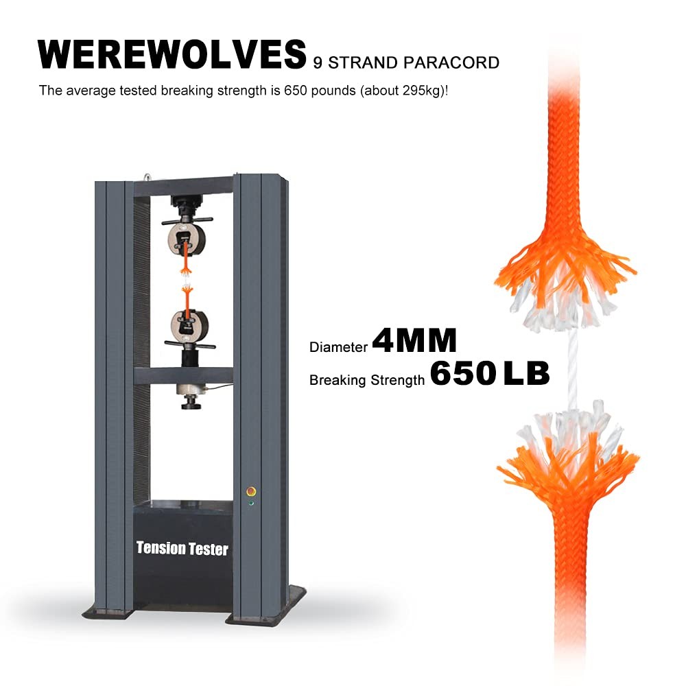 WEREWOLVES 650lb Paracord/Parachute Cord – 9 500 Feet, Neon (Safety) Orange