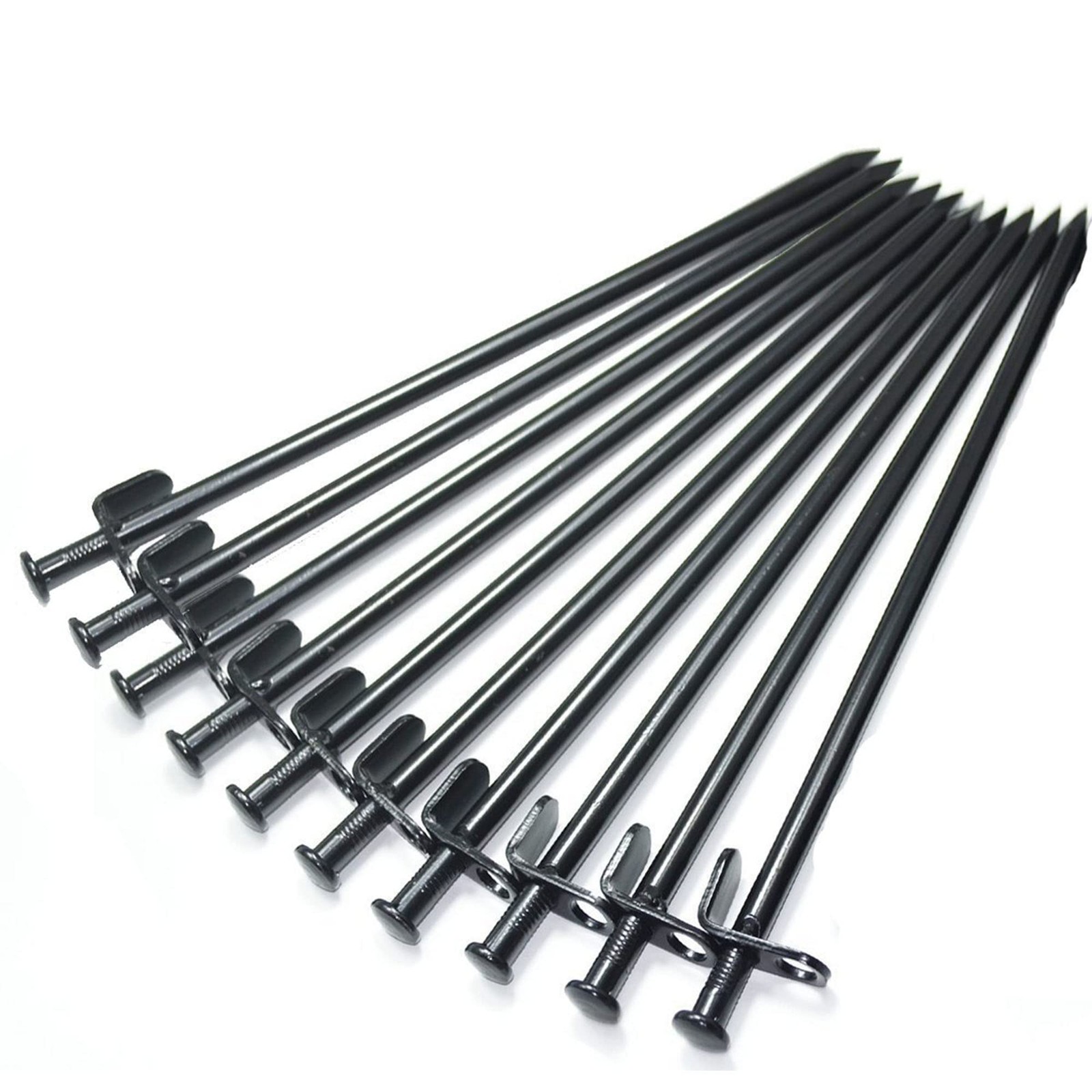 IUMÉ 10-Pack Tent Stakes, Black / 11.8inch 11.8 Inch x 1.4 Inch, 10-PACK