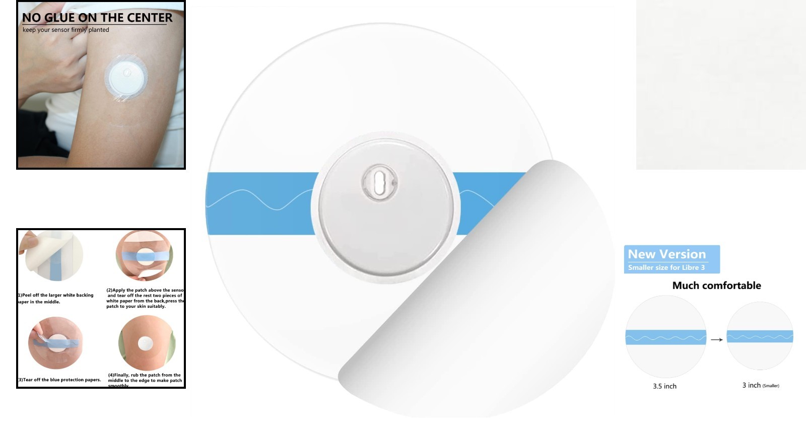 Easy Application Waterproof CGM Sensor Covers for Libre 3 – 50 Pack, 14 Days