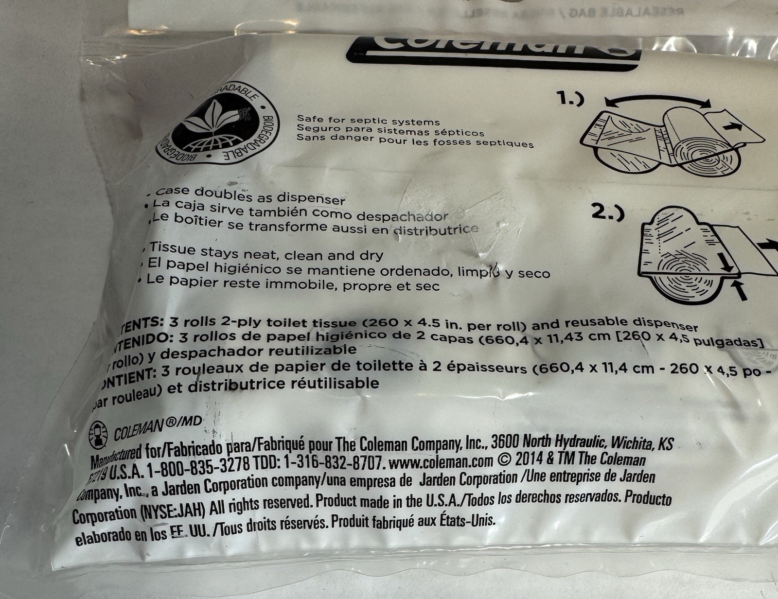 Coleman Camper’s Toilet Paper 65 2-Ply Sheets Per Roll 2 Packs Sealed