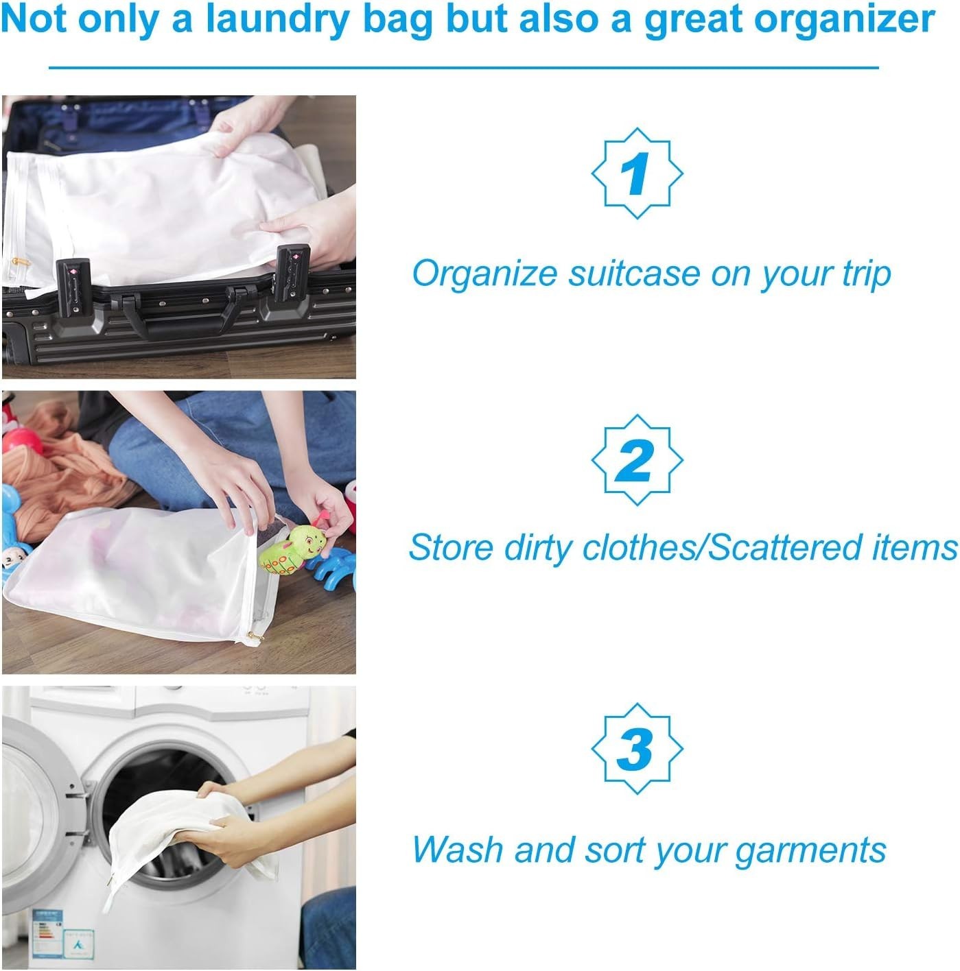 GOGOODA Delicates Laundry Bags, Fine Mesh Wash Bag for 2 Set(2 Large), White
