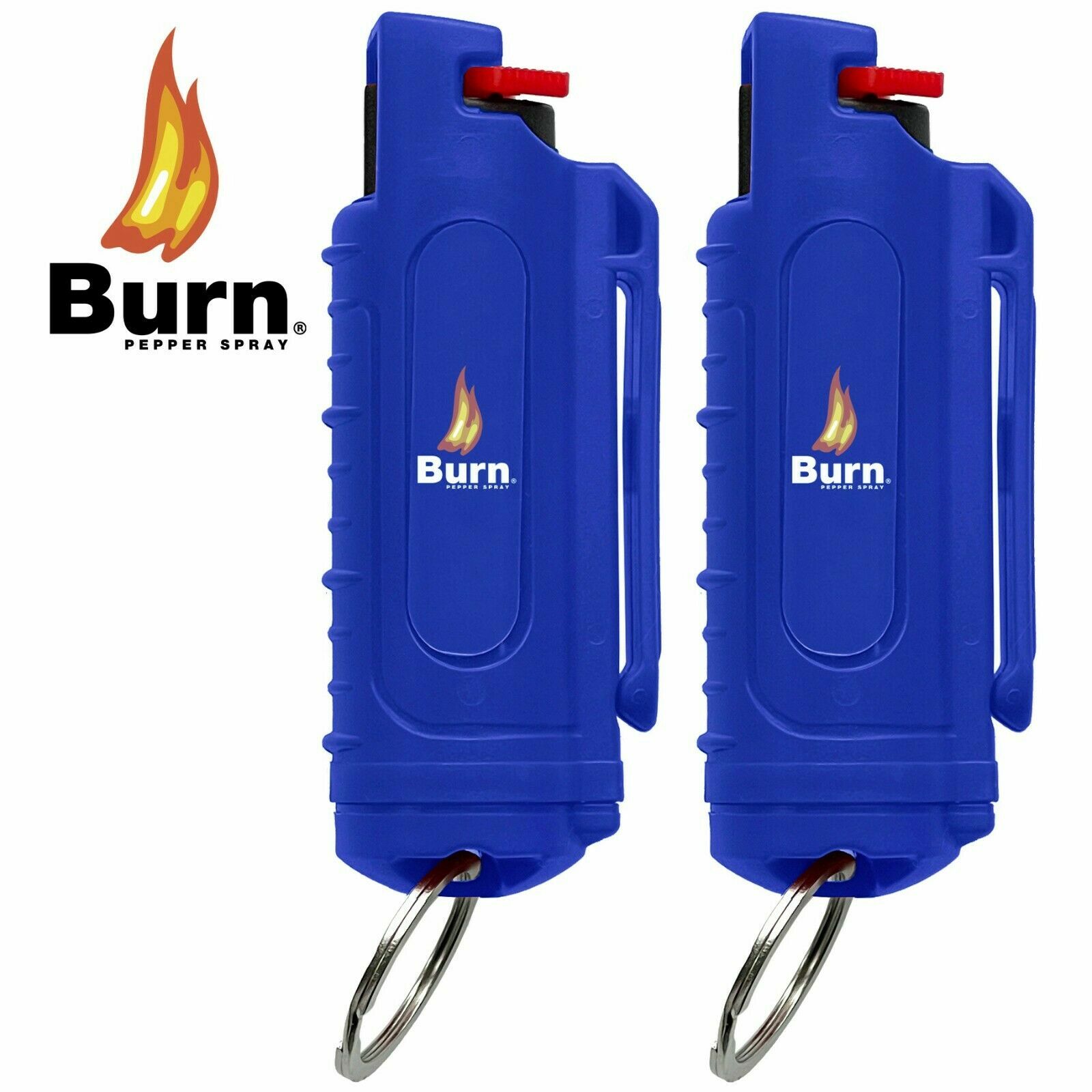 2 PACK BURN Pepper Spray Keychain 1/2oz Self Defense Security Case Molded Blue