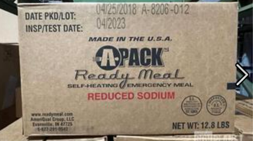 MRE APack Ready To Eat Reduced Sodium – Case of 12 (6 Menus) 10/24 insp date!