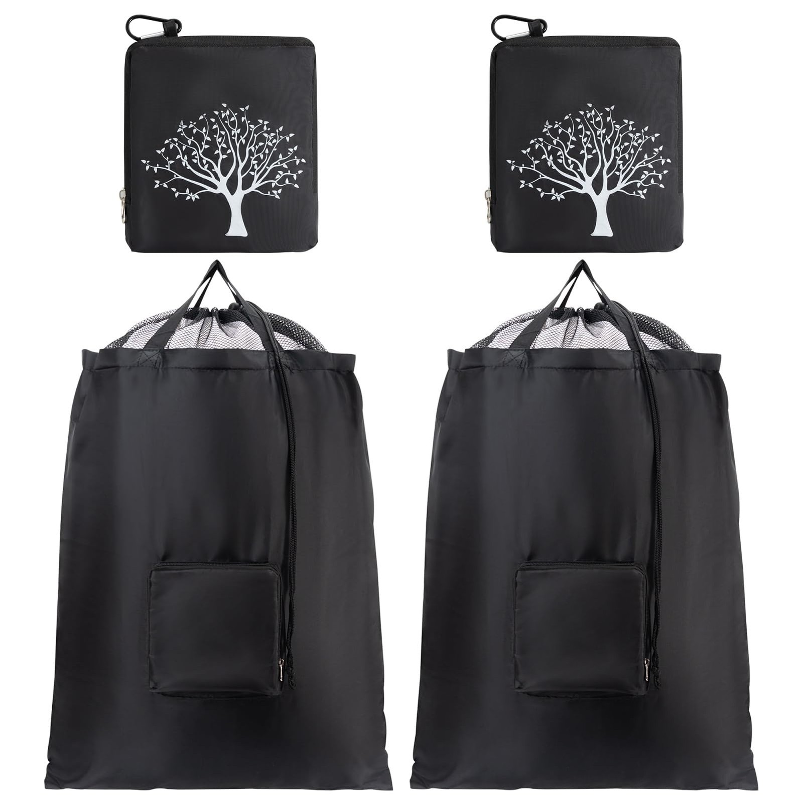 2 Packs Travel Laundry Bags, CLEADUS Foldable Dirty Clothes Bag Large, Black