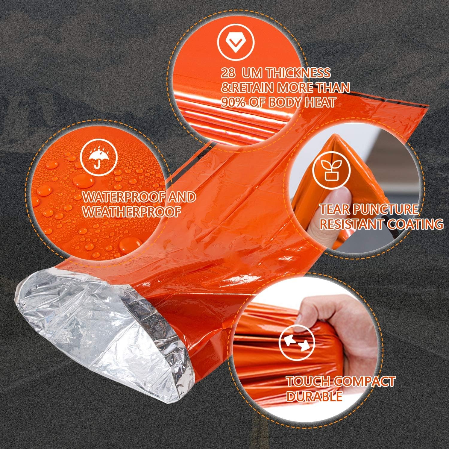 Emergency Gear Sleeping Bag Survival Bivy Space Blanket Outdoor Hiking Camping