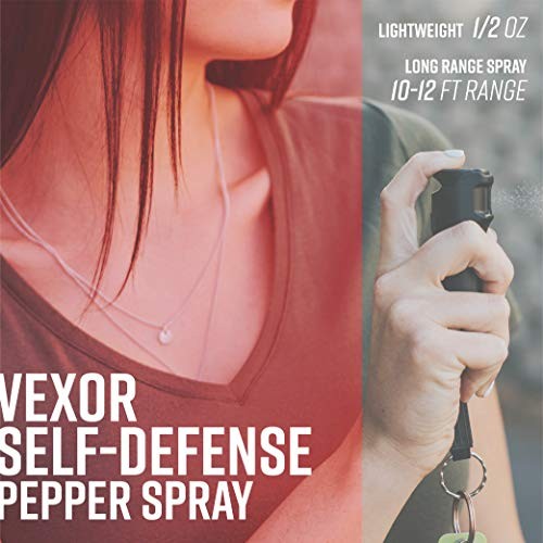 Vexor Police Strength Pepper Spray, Flip-Top Black-Teal-Rose Pink-Purple