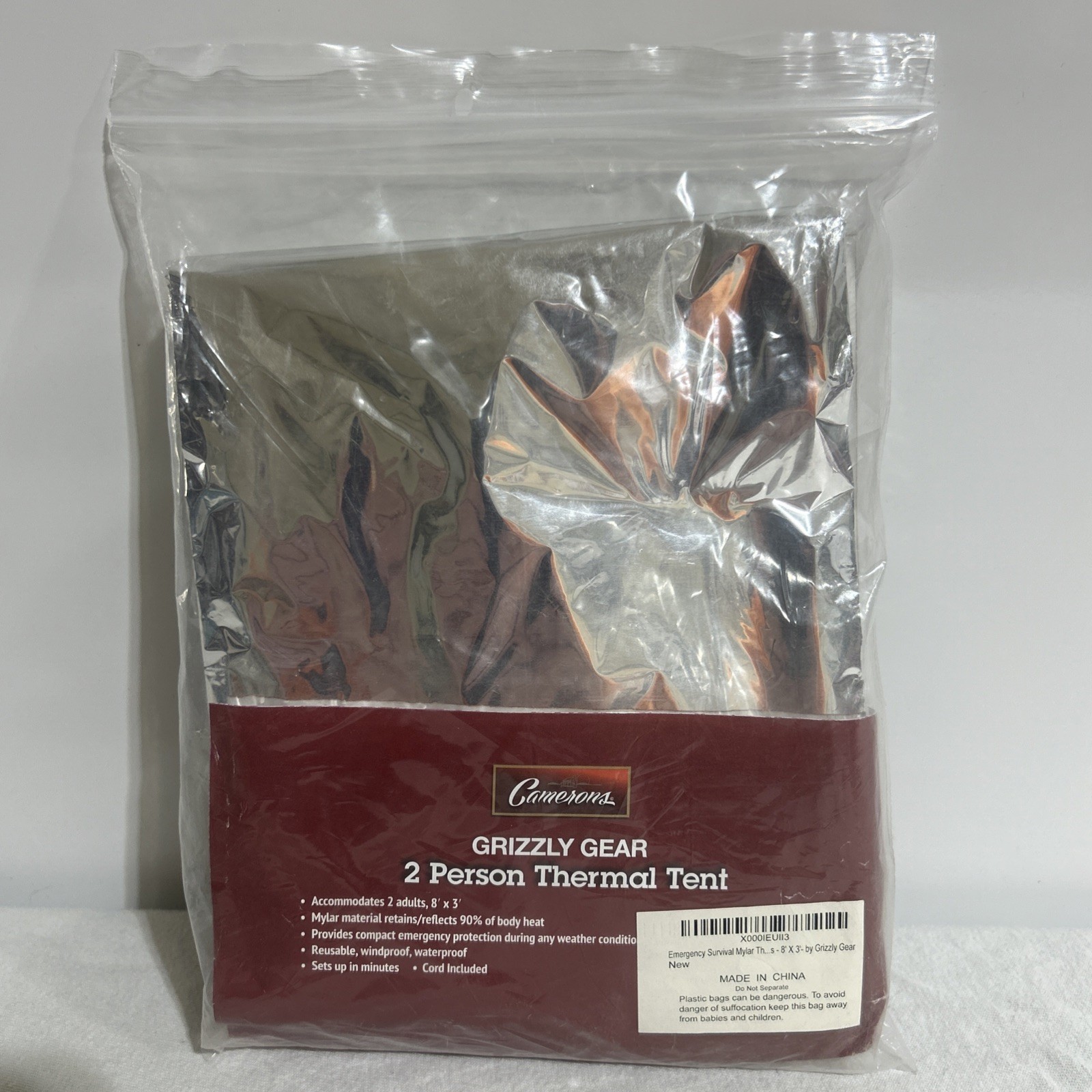 Camerons Emergency Tent 2 Person Thermal Tent Wind Water Proof, Protection NEW