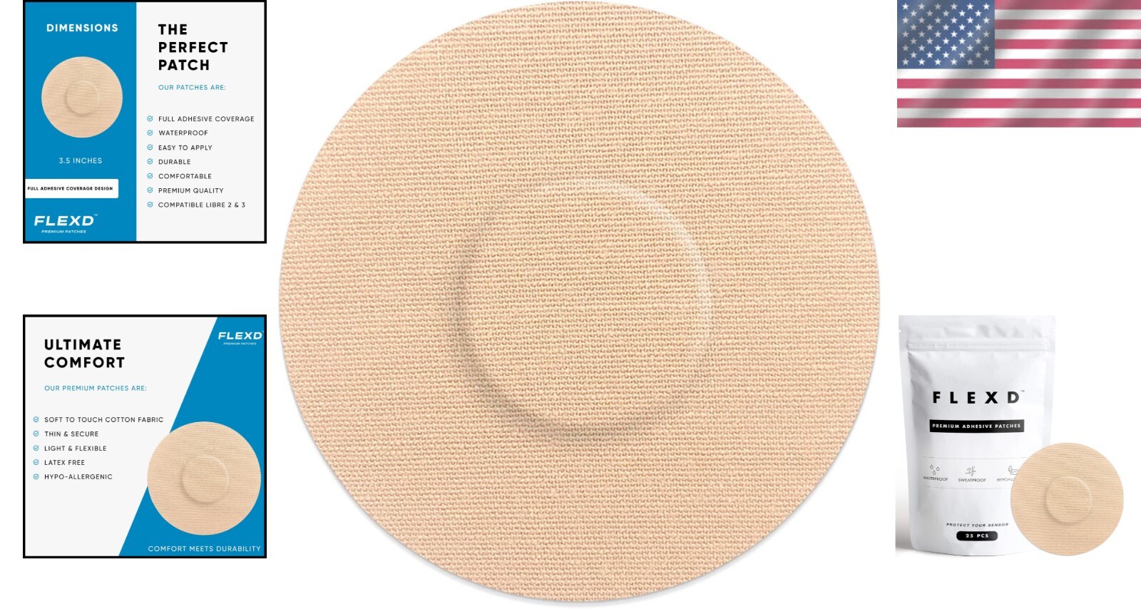 Durable Tan Waterproof Sensor Covers for Libre 2 & 3 – 25 Pack Stick-On Patches