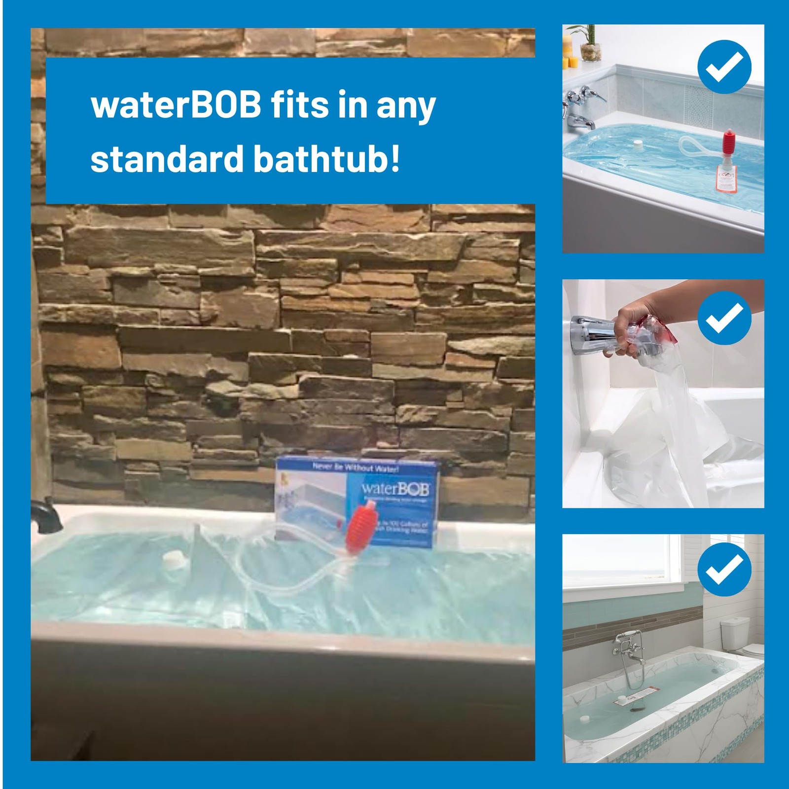 waterBOB Bathtub Emergency Water Storage Bladder Up To 100 Gallon Capacity – …