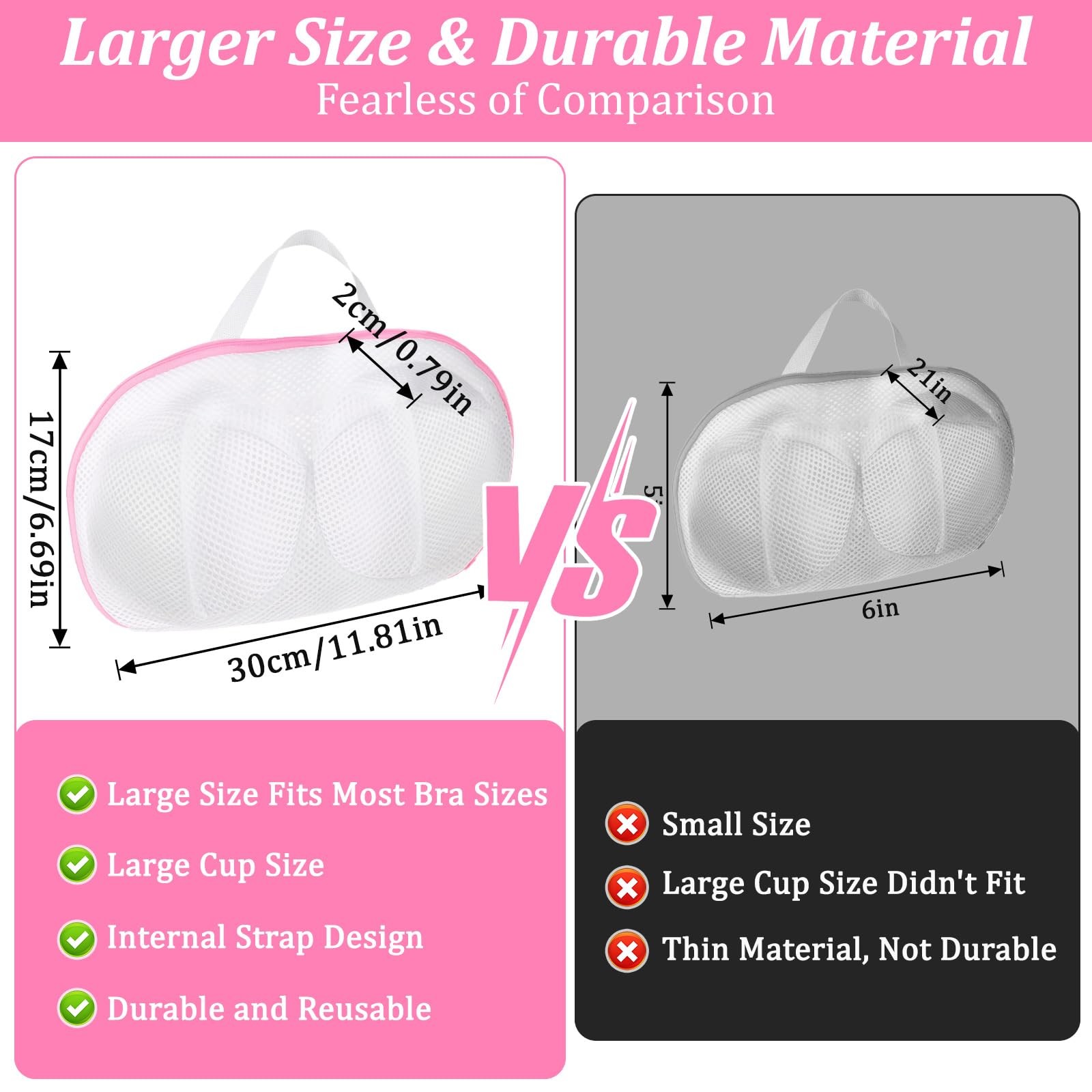 Classicseali 2pcs Bra Wash Bag,Mesh Laundry Bag for Bras with Handle Zipper,…