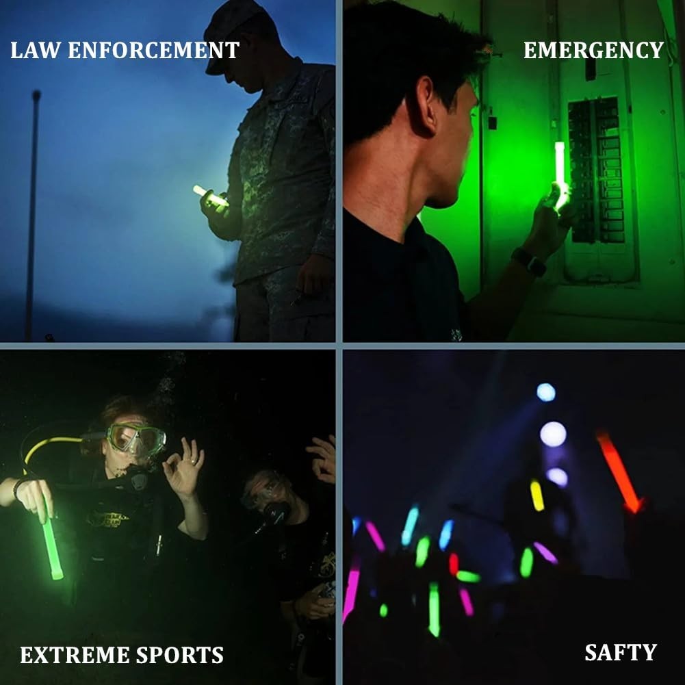 30pcs Military Grade Glow Sticks – 6” Ultra Bright Lightsticks for Camping, Hik
