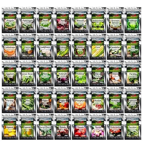 25,000+ Survival Seed Kit 5+ Year Supply. 40 Fruit & Vegetable Non-GMO