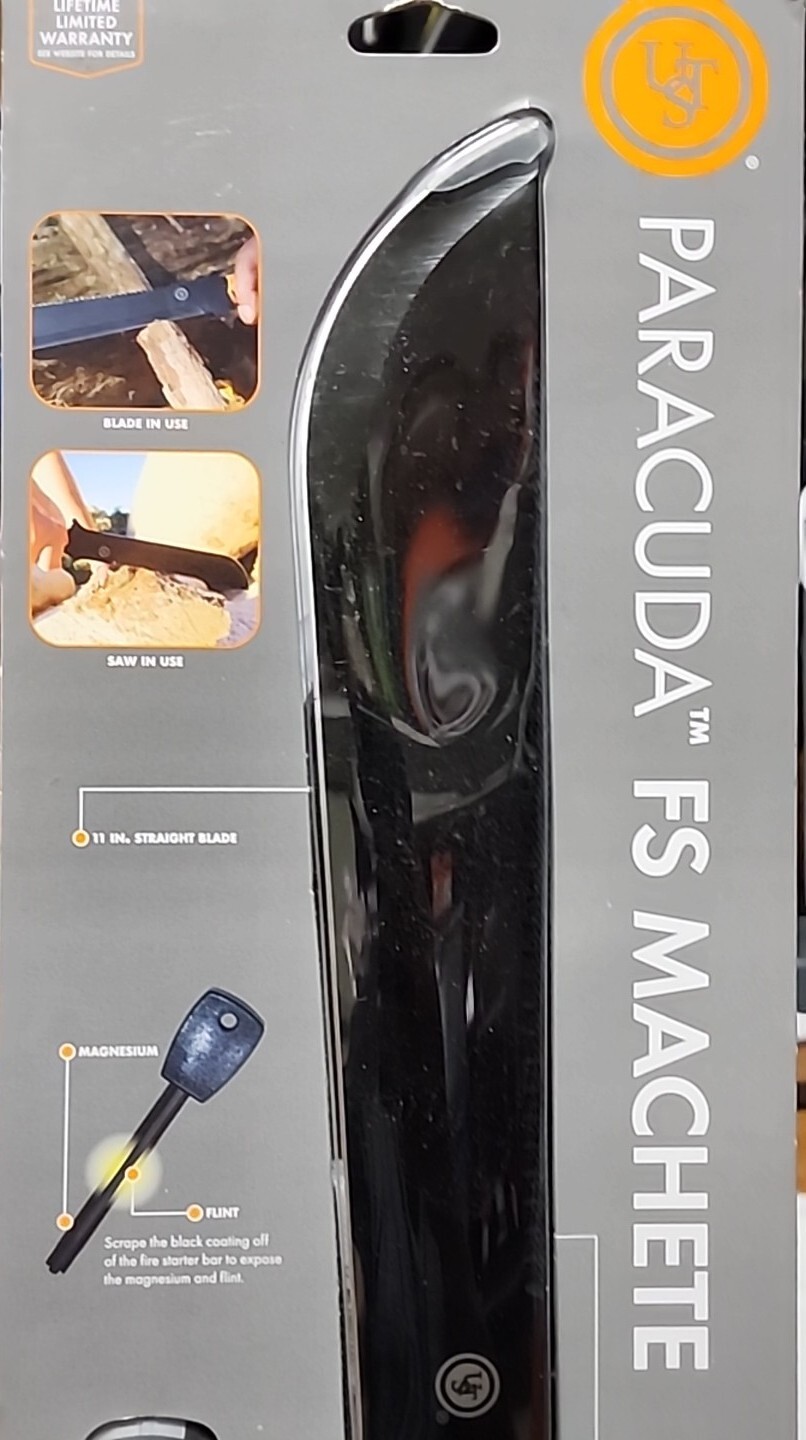 FS Paracuda Machete Paracord handle saw emergency disaster bug out bag UST