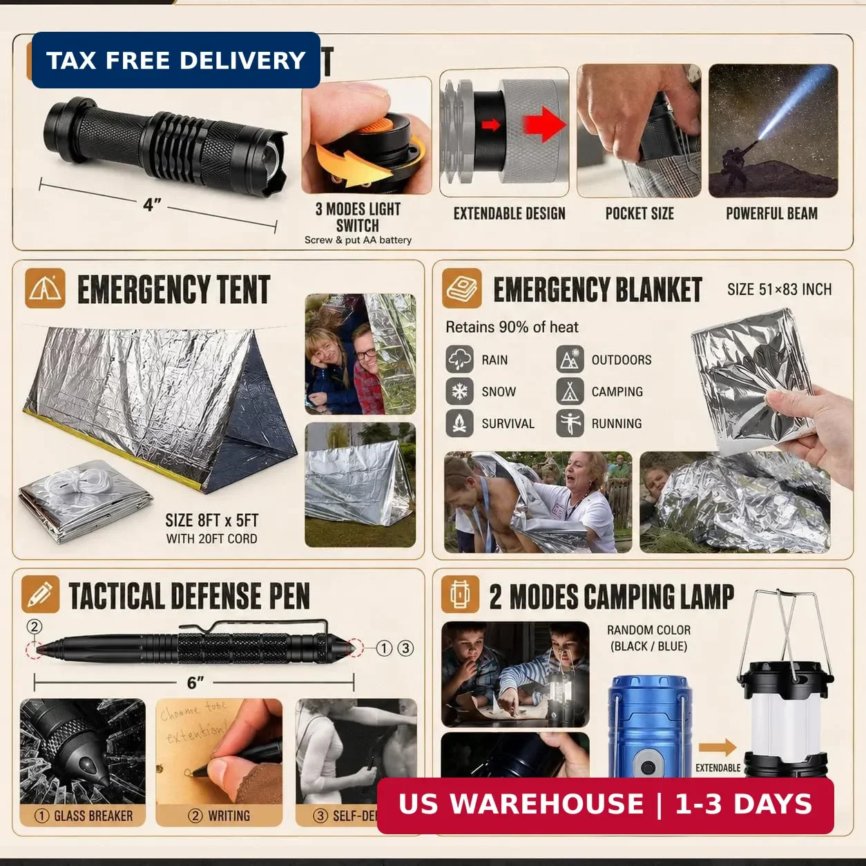 Survival Kit, 250Pcs Survival Gear First Aid Kit with Molle System Compatible Ba