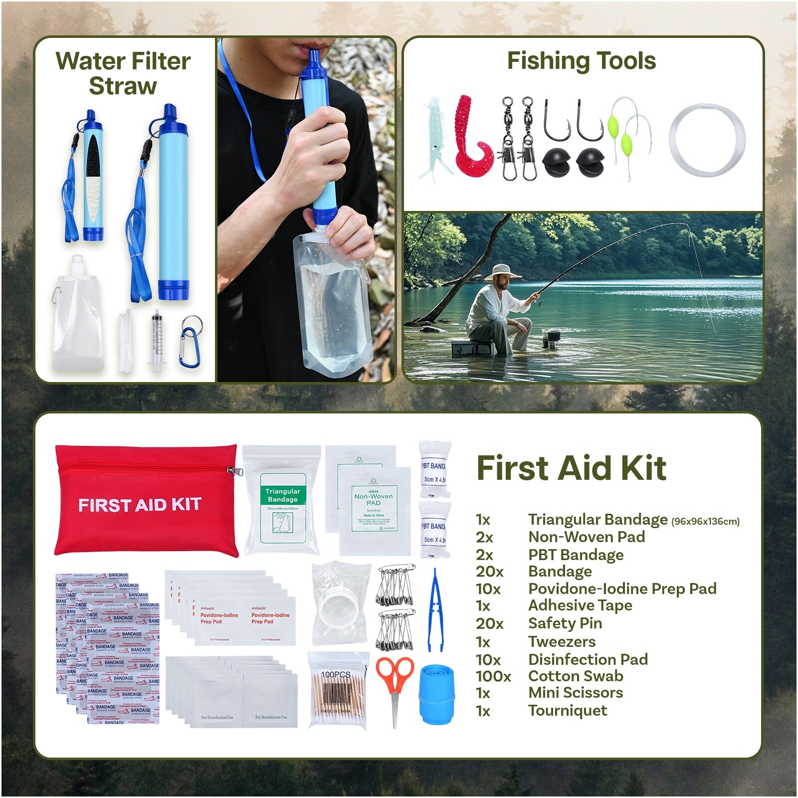 Survival Kit All-in-1 – Emergency Kit with First Aid Kit for Camping, Adventure